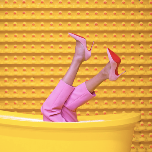 Legs in the air with Christian Louboutin Heels