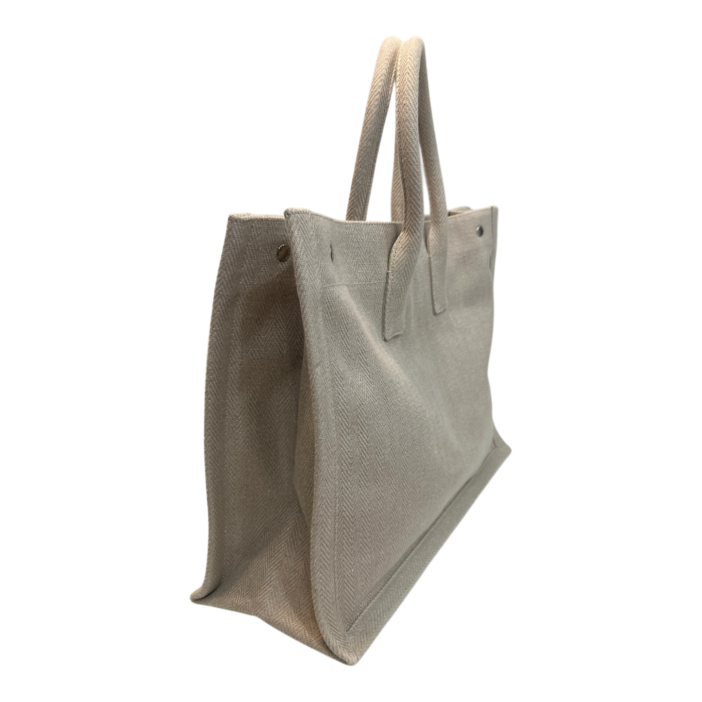 Saint Laurent Cream Linen Rive Gauche Tote - 509415