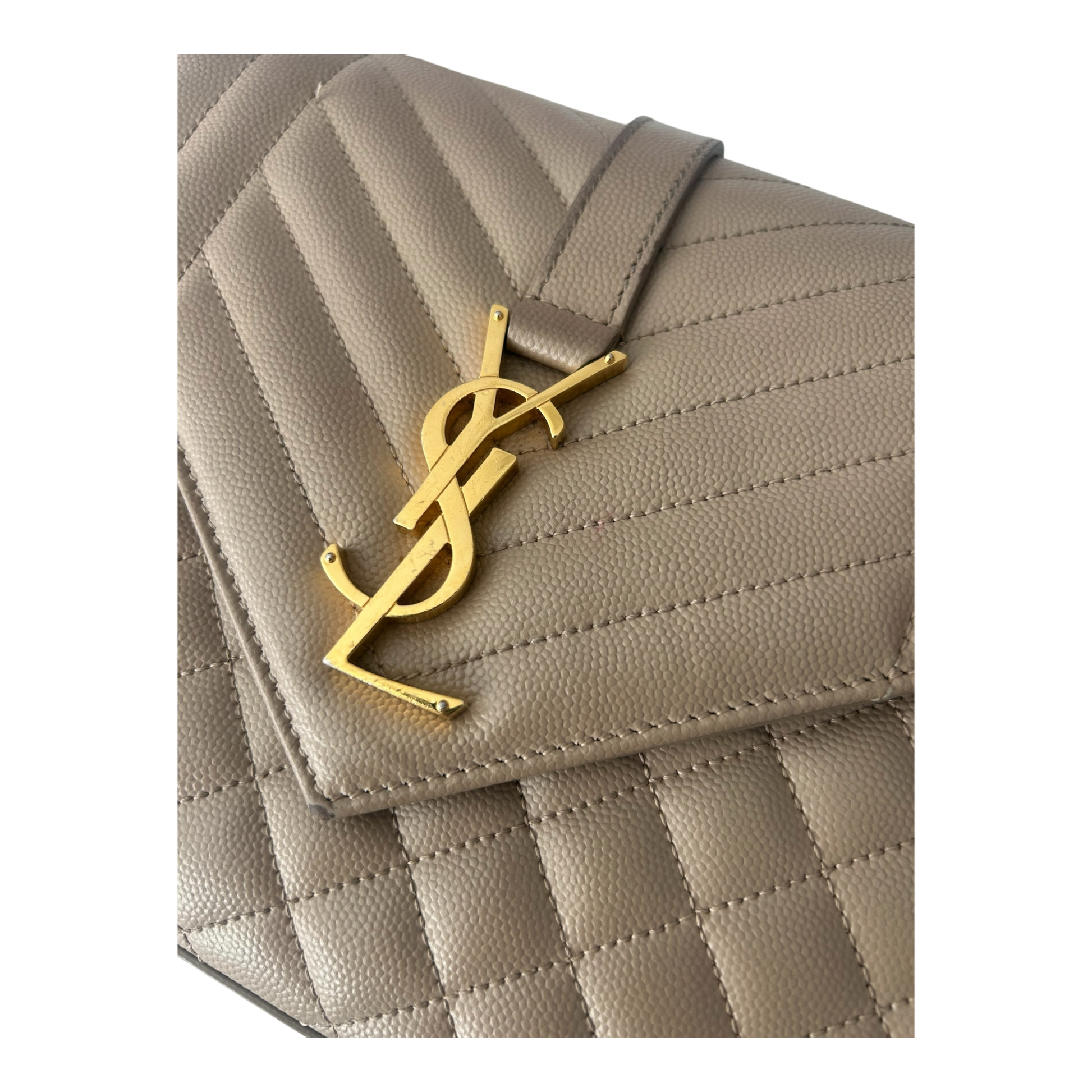 Saint Laurent Dark Beige Medium Envelope Flap - 600185