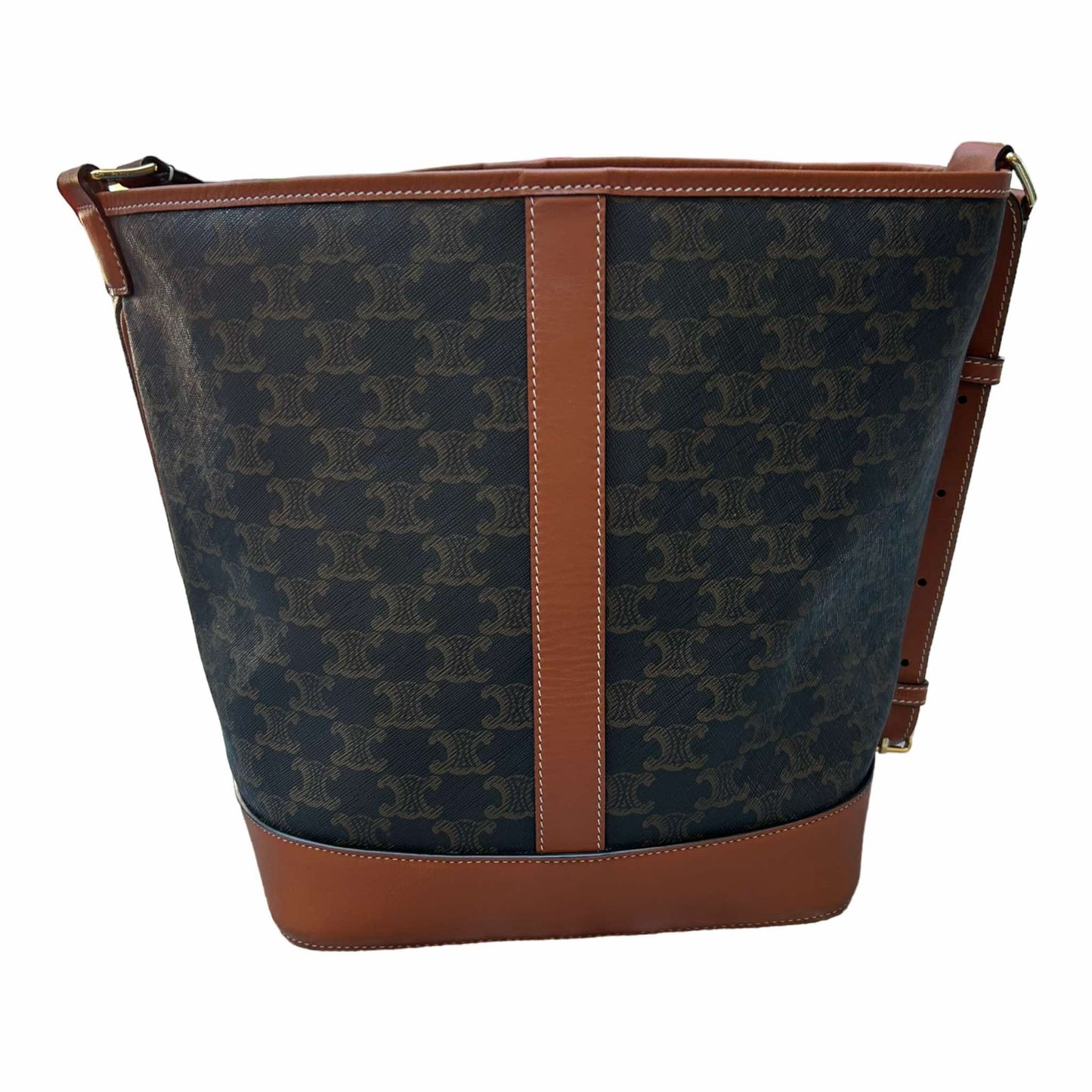 Celine Medium Bucket Bag In Triomphe Canvas