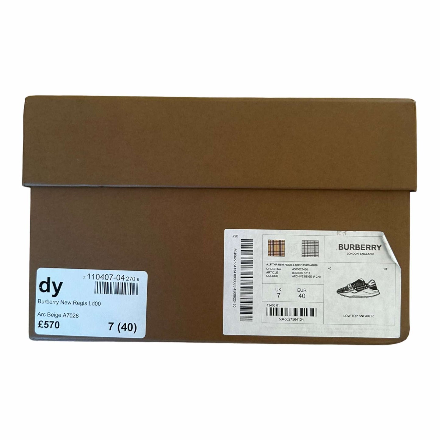 Burberry Check & Leather Sneakers - 40EU