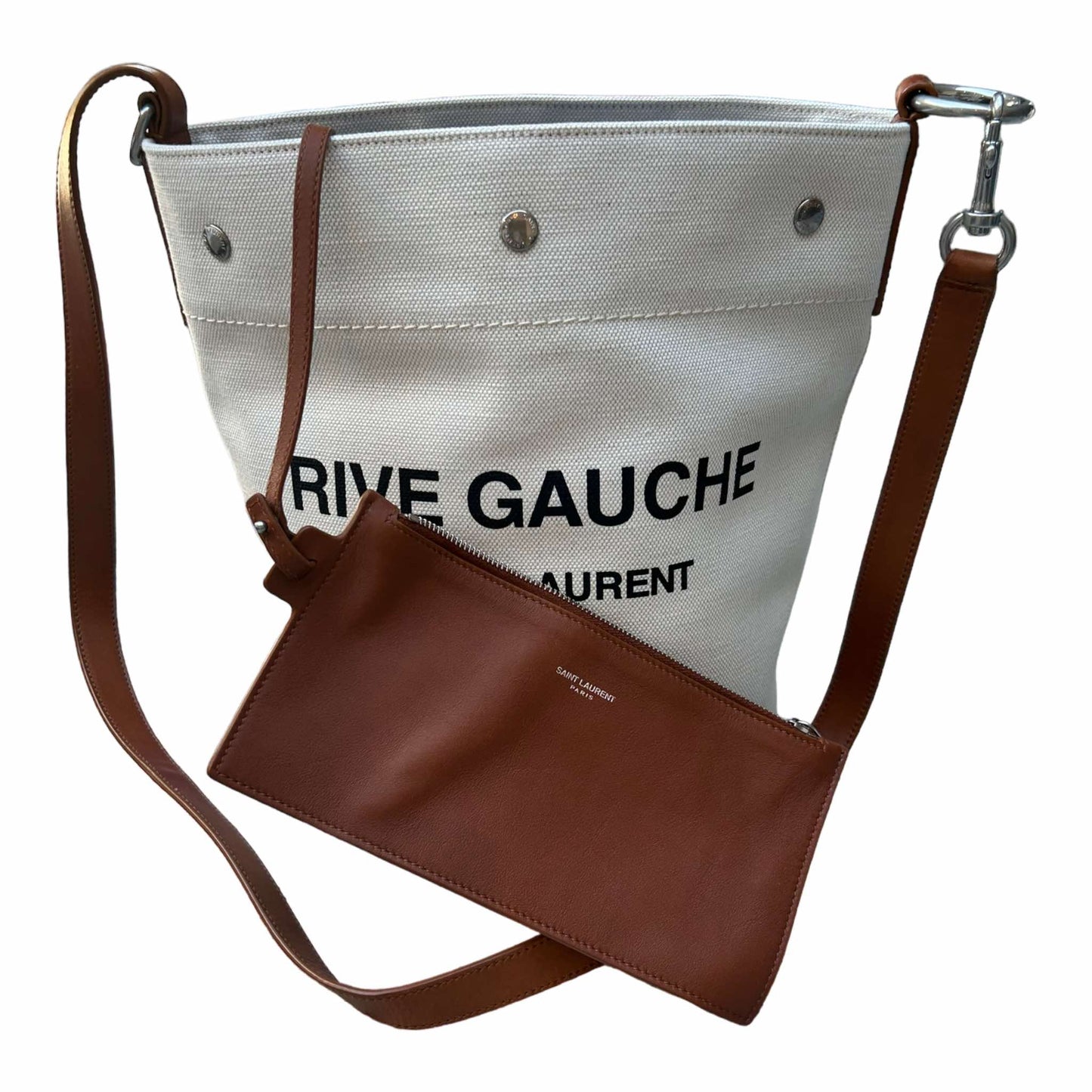 Saint Laurent Cream Rive Gauche Bucket Bag - 669299