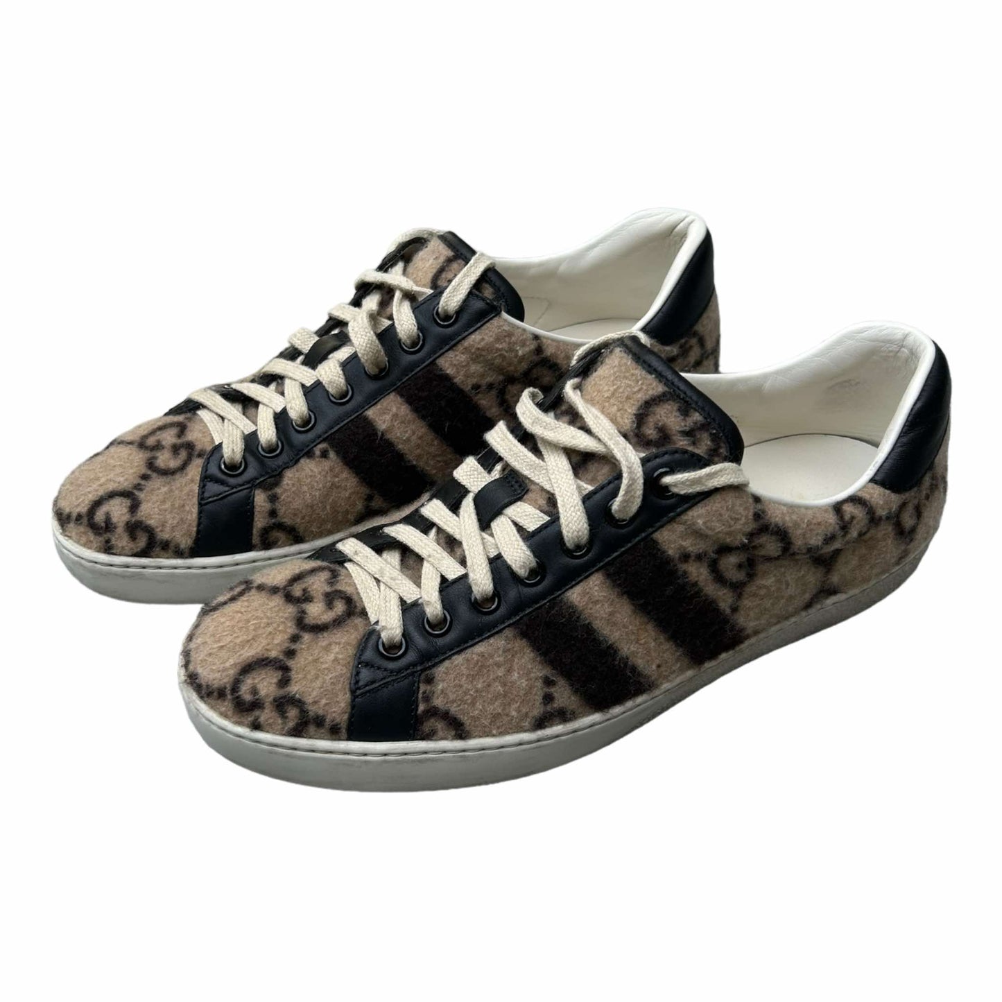 Gucci Ace Cream Wool GG Trainers - 6UK -  548695