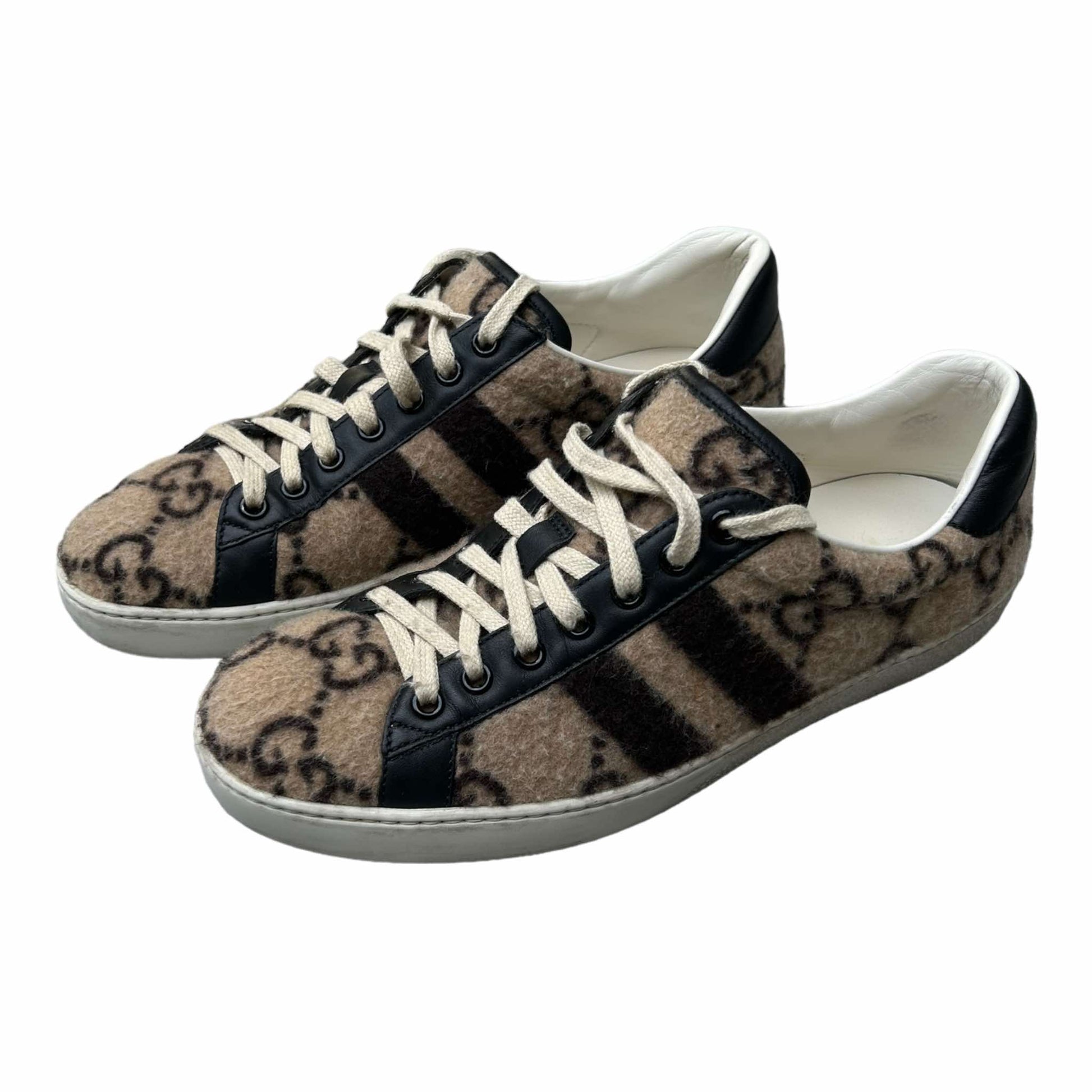 Gucci Ace Cream Wool GG Trainers - 6UK -  548695