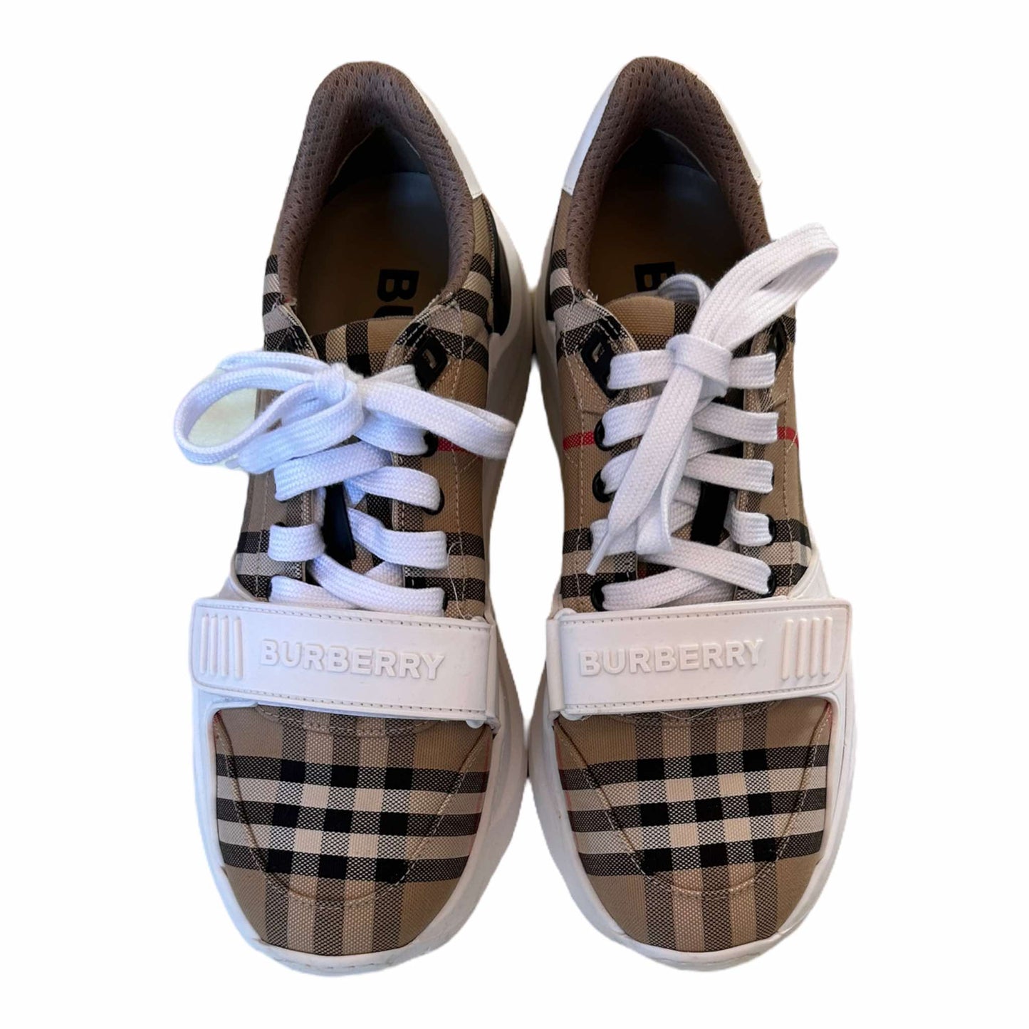 Burberry Check & Leather Sneakers - 40EU