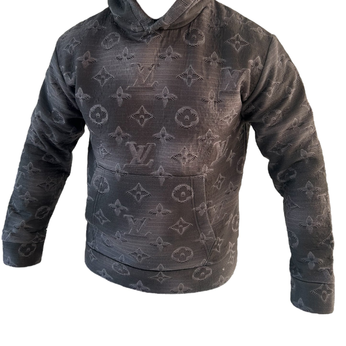 Louis Vuitton Grey 3D 2054 Monogram Cotton Knit Hoodie - Large