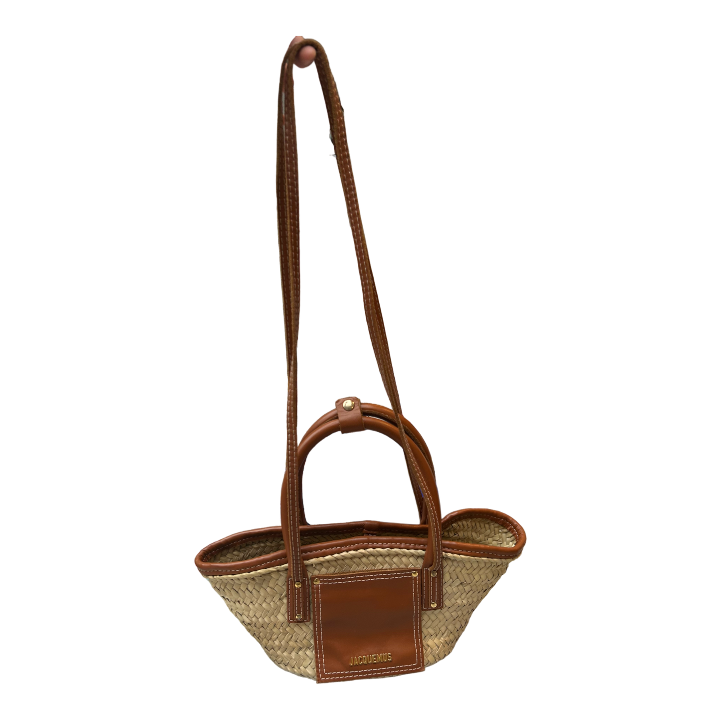 Jacquemus Le Petit Panier Soli Leather-Trimmed Raffia Tote