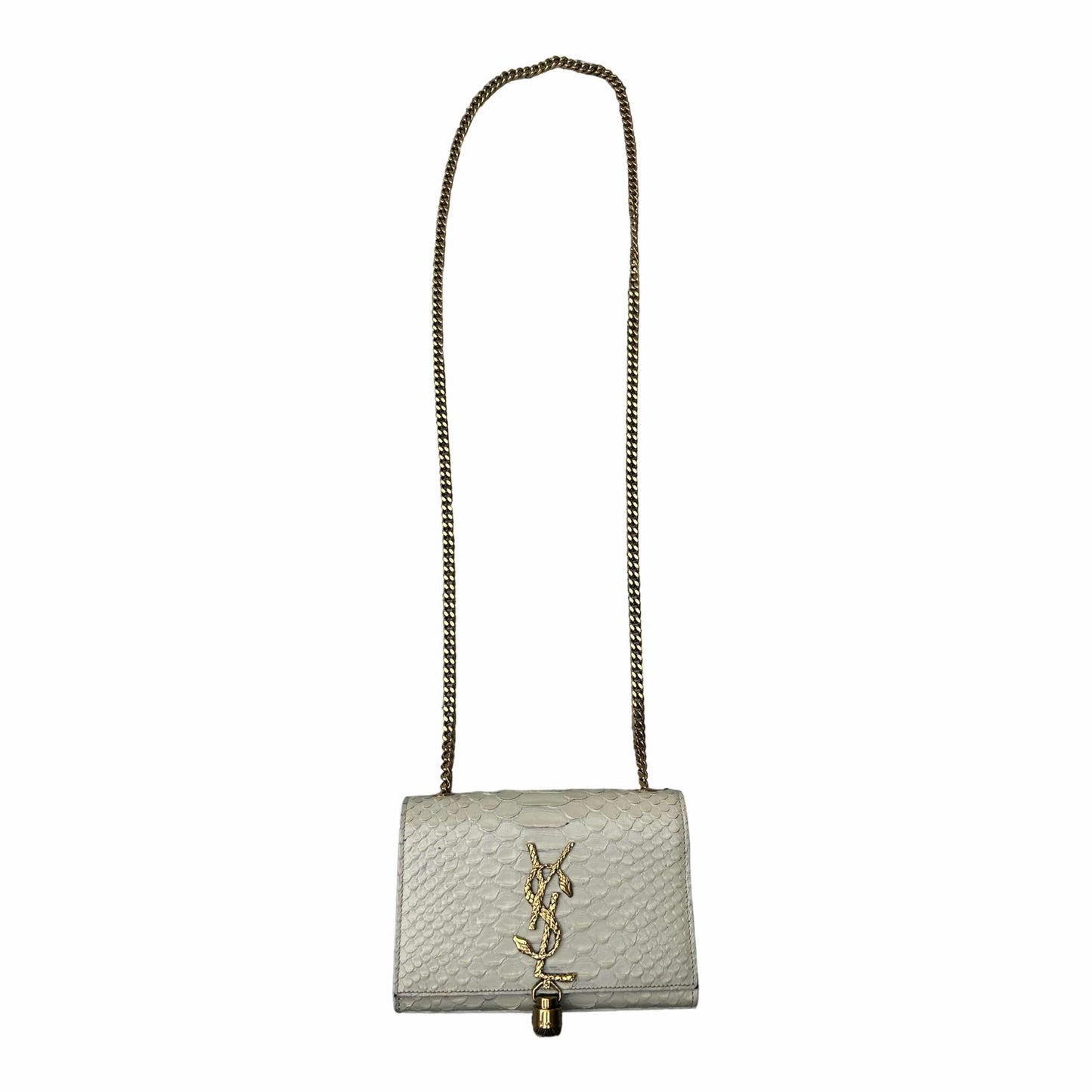 Saint Laurent Off White Python Embossed Small Kate