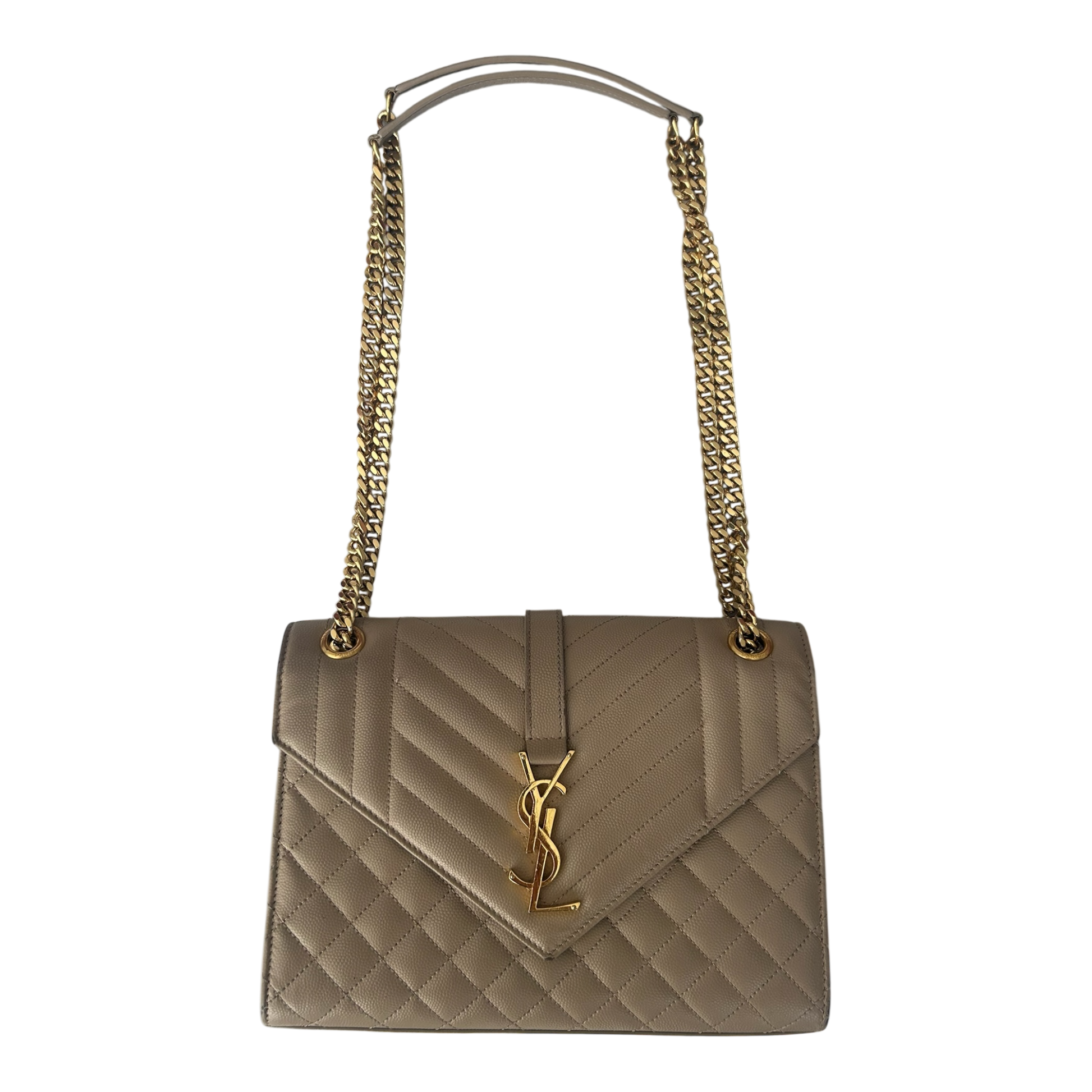 Saint Laurent Dark Beige Medium Envelope Flap - 600185