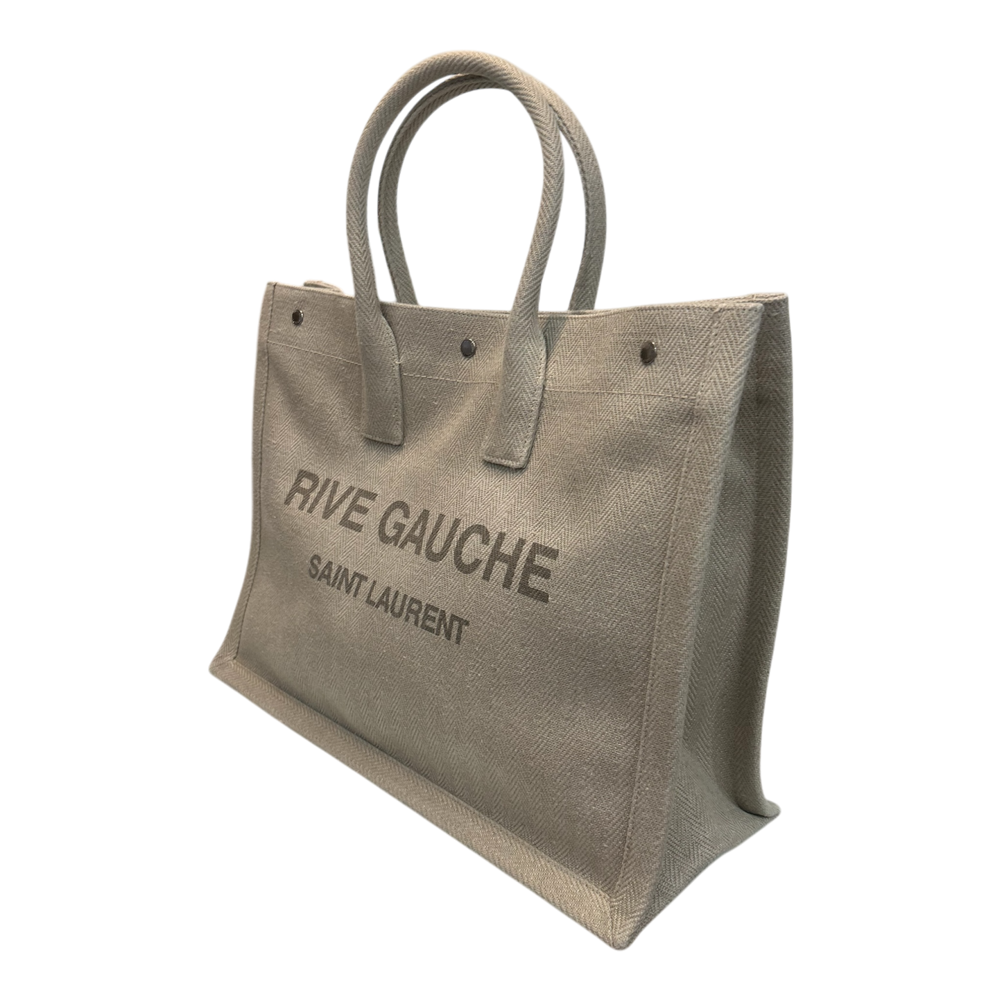Saint Laurent Cream Linen Rive Gauche Tote - 509415