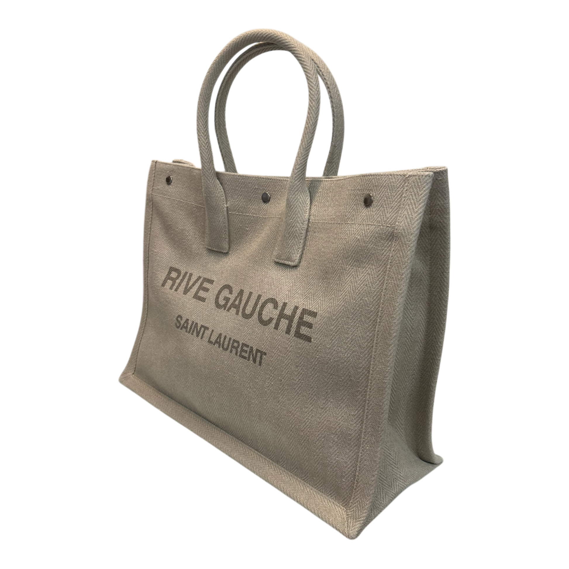 Saint Laurent Cream Linen Rive Gauche Tote - 509415