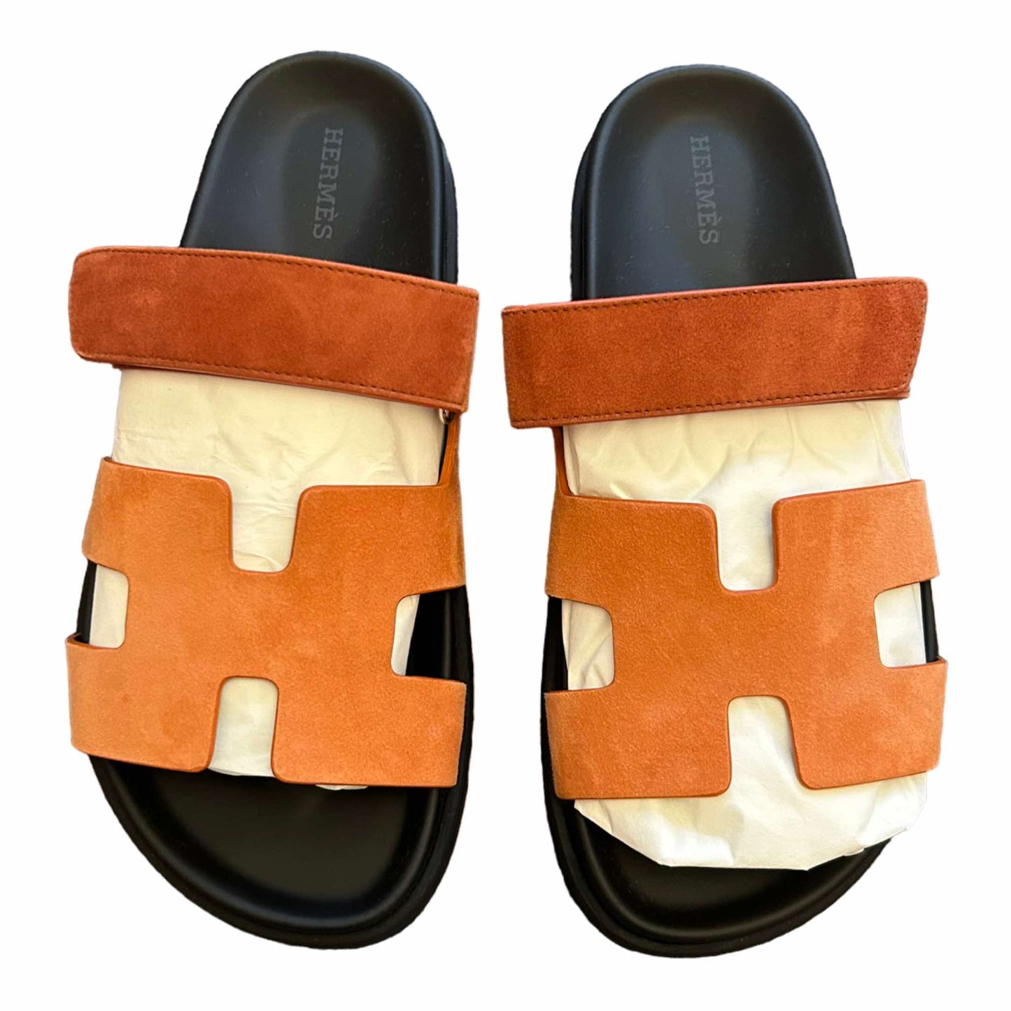 Hermès Chypre Sandals Rose Bois De Santal / Rouge De Turin - Size EU 37.5