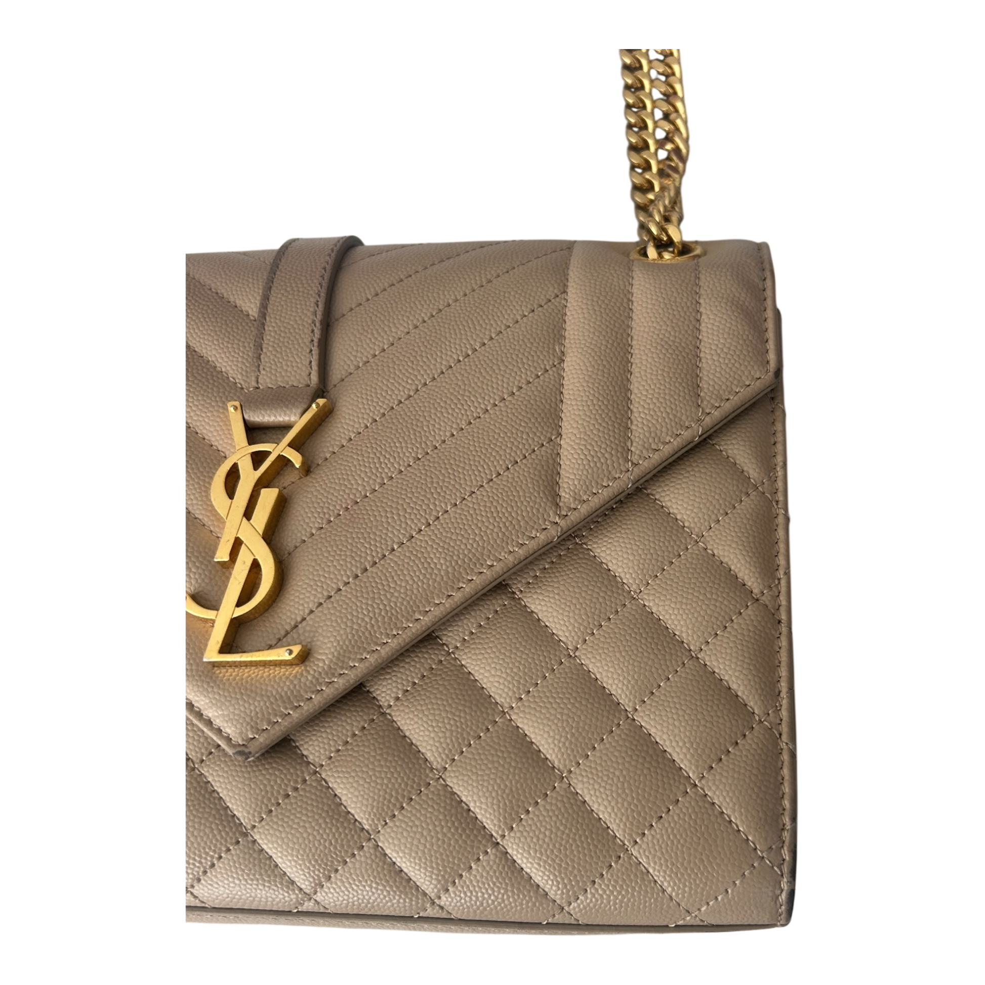 Saint Laurent Dark Beige Medium Envelope Flap - 600185