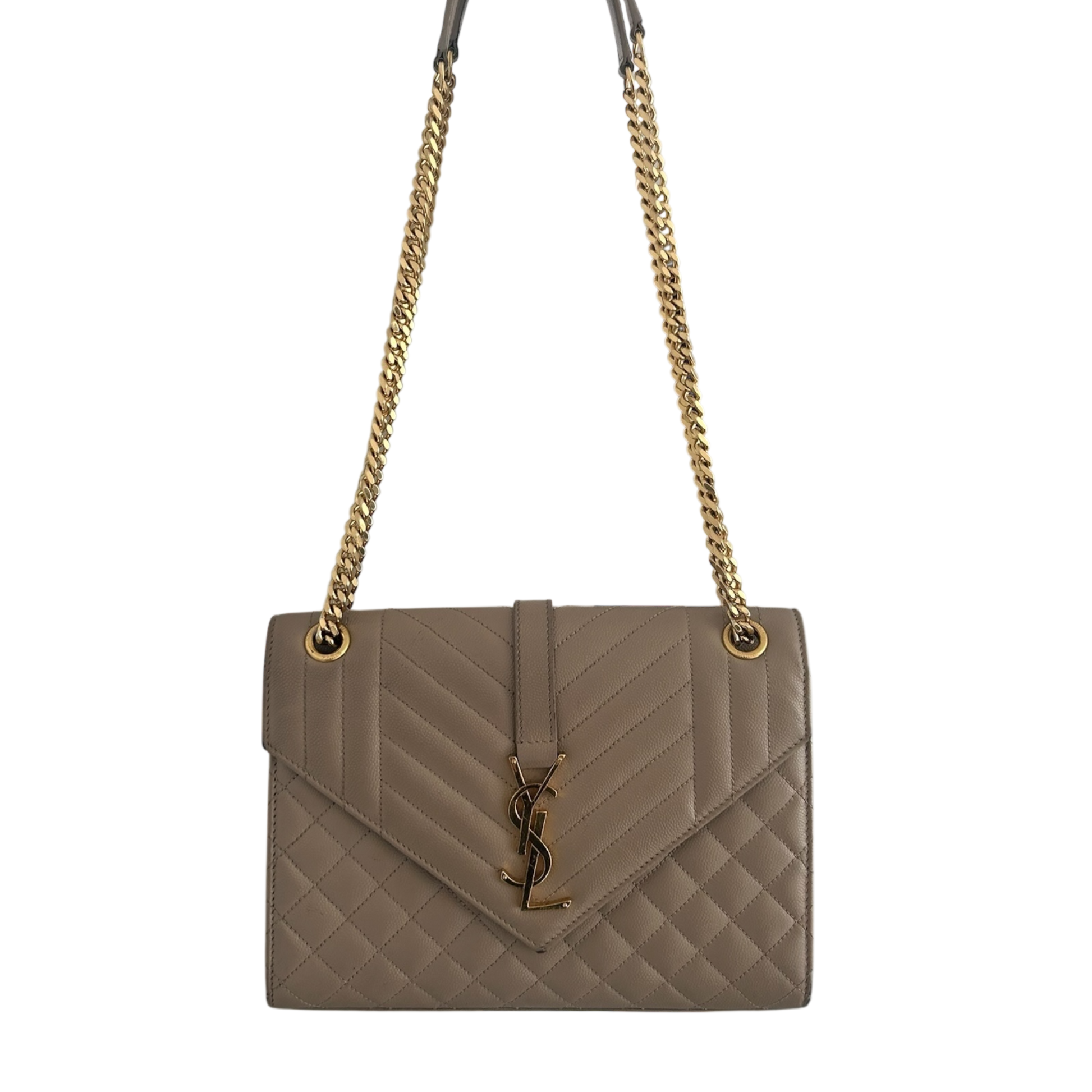 Saint Laurent Dark Beige Medium Envelope Flap - 600185