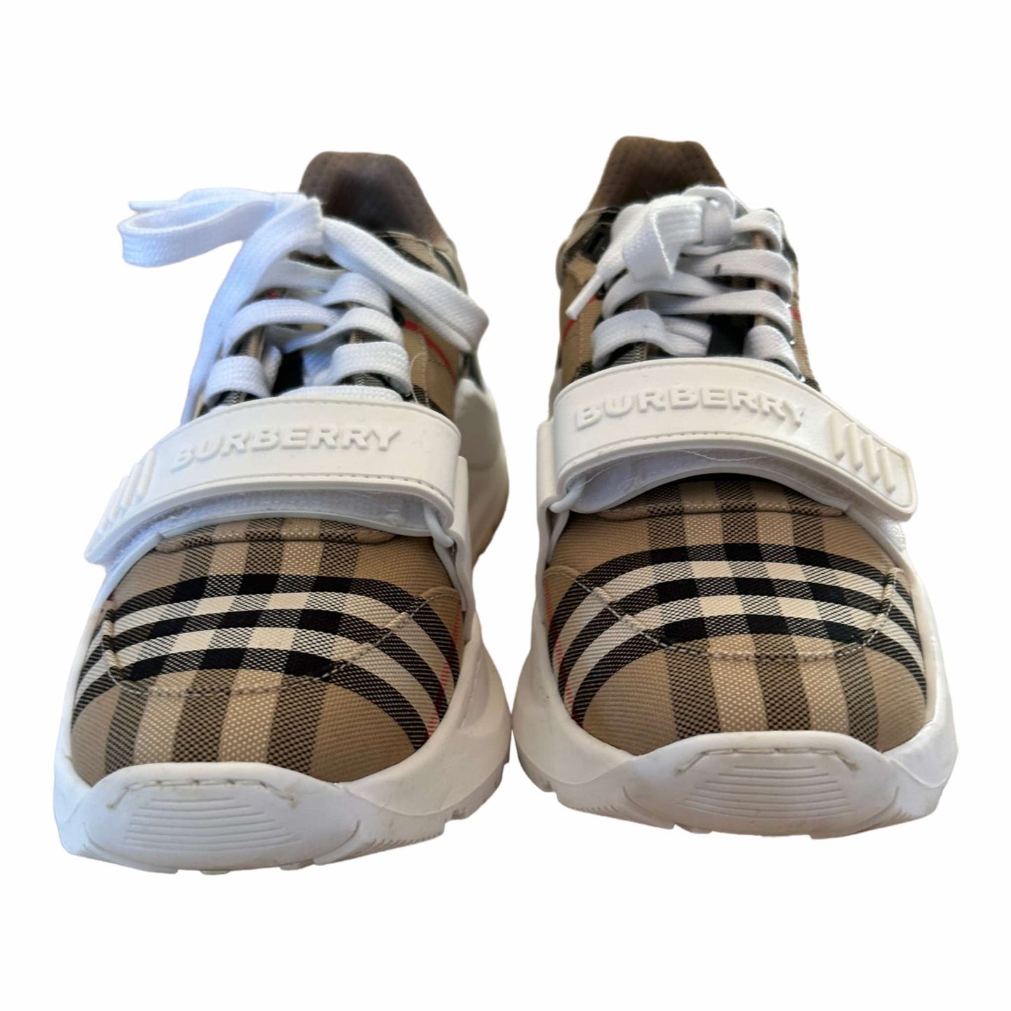 Burberry Check & Leather Sneakers - 40EU