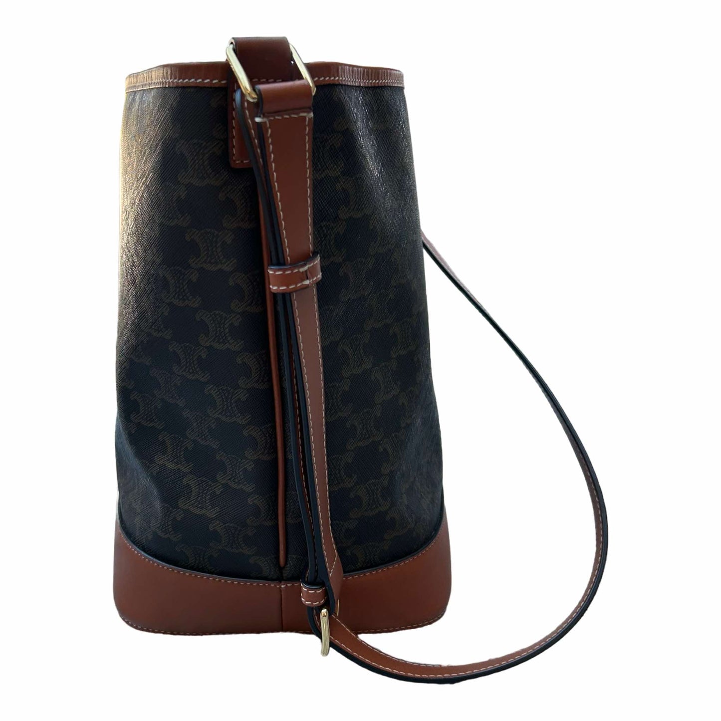 Celine Medium Bucket Bag In Triomphe Canvas