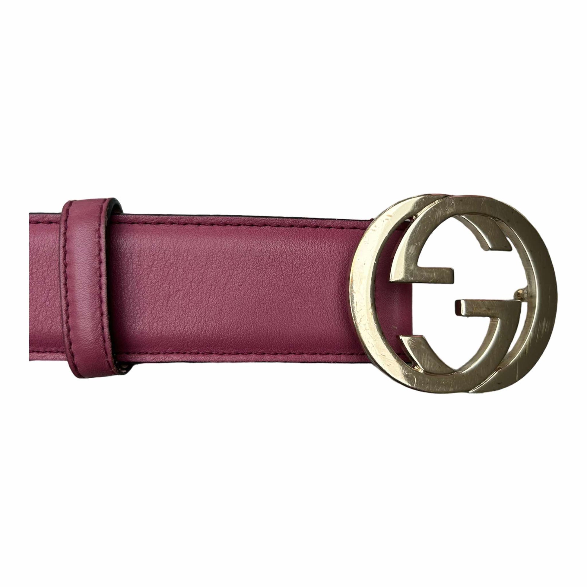 Gucci Rose Leather GG Belt - (75/30) - 370543