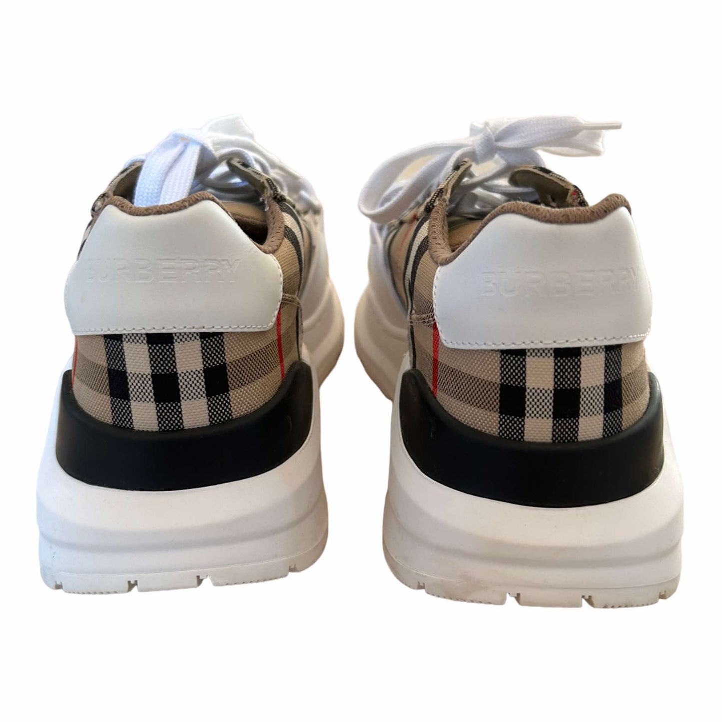 Burberry Check & Leather Sneakers - 40EU