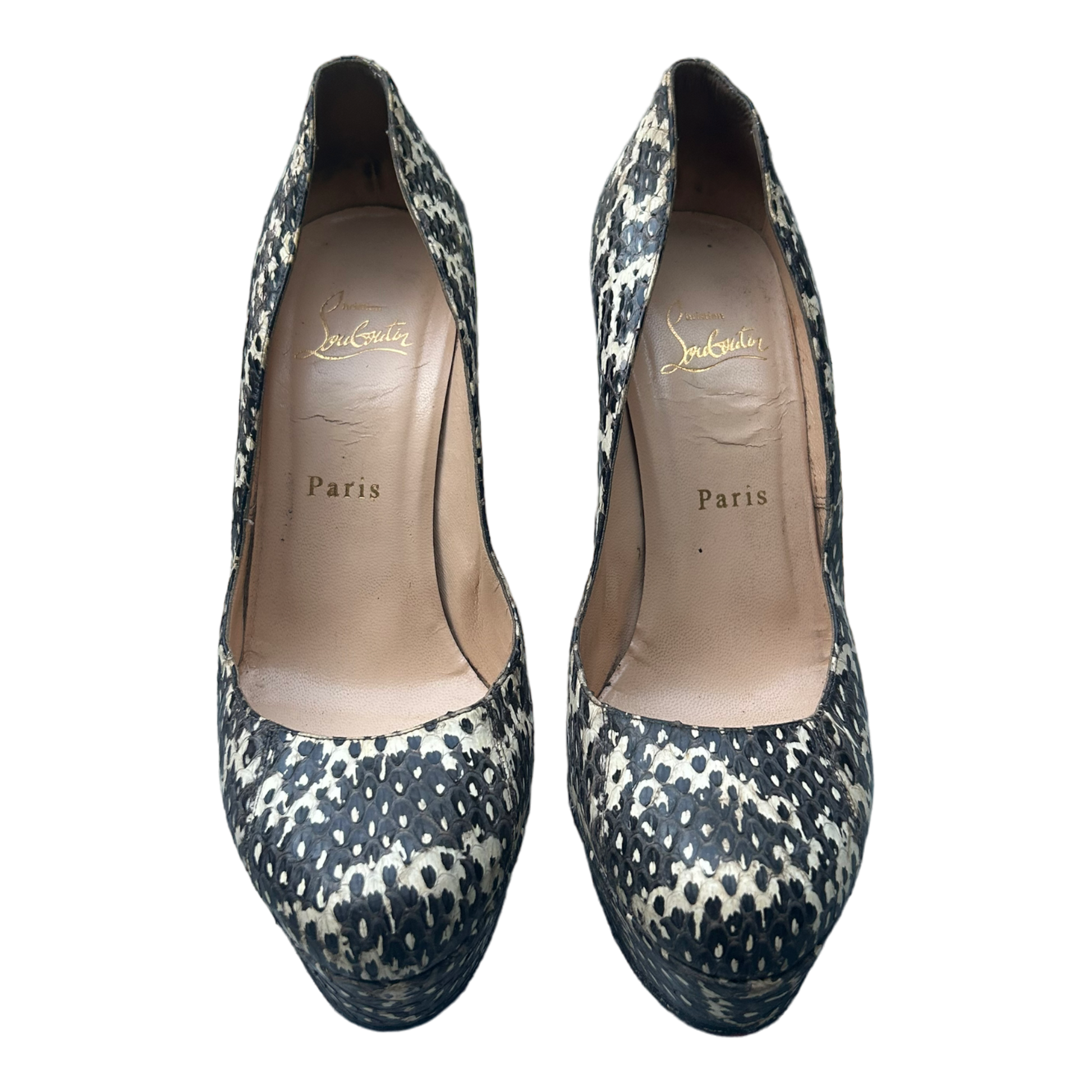 Christian Louboutin Bianca 140 Indonesia Watersnake Heels- 38 EU/ 5 UK