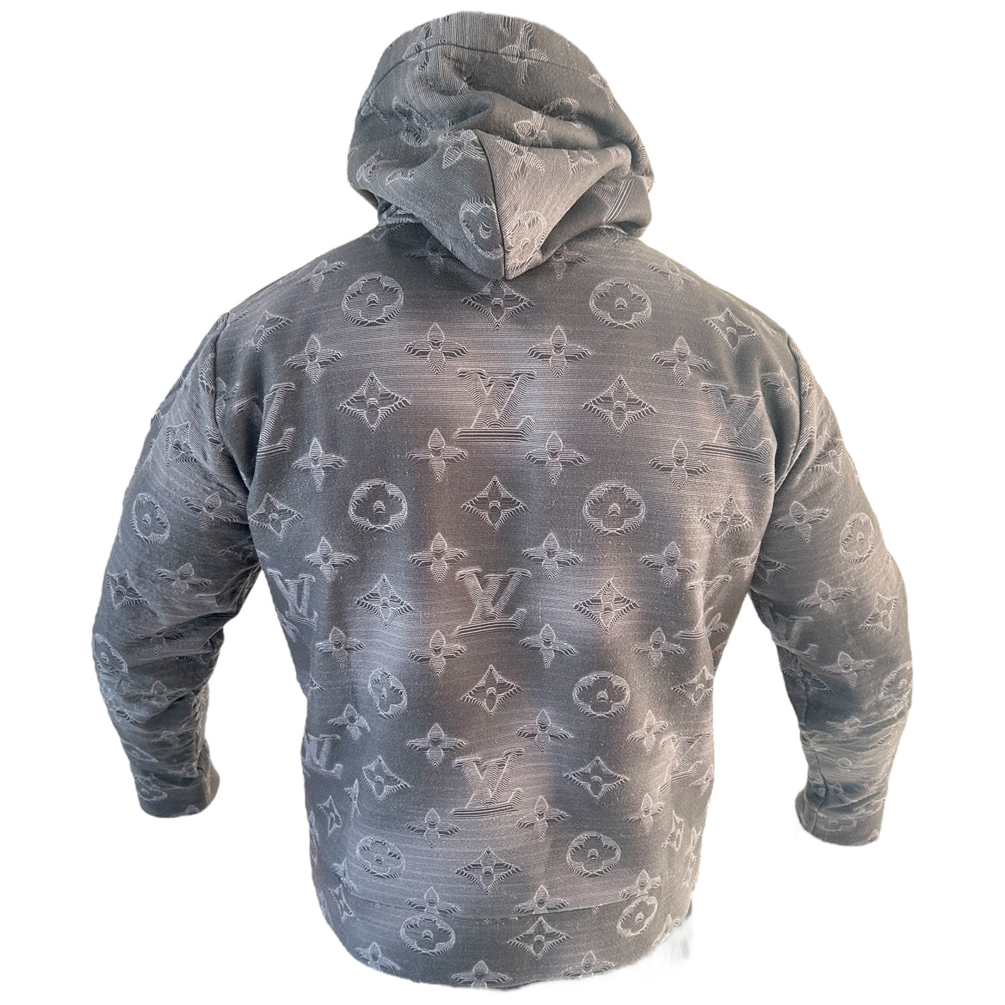 Louis Vuitton Grey 3D 2054 Monogram Cotton Knit Hoodie - Large