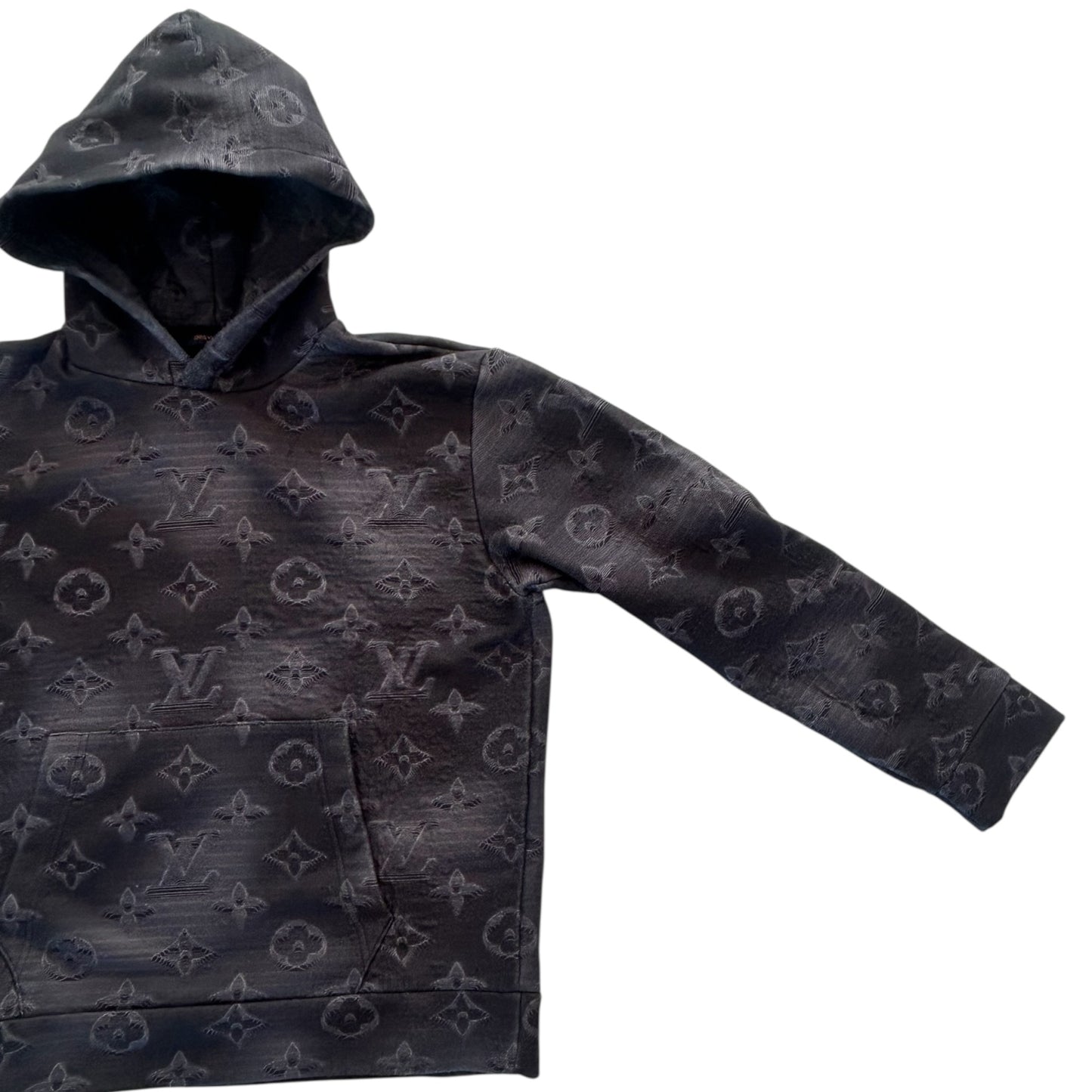 Louis Vuitton Grey 3D 2054 Monogram Cotton Knit Hoodie - Large