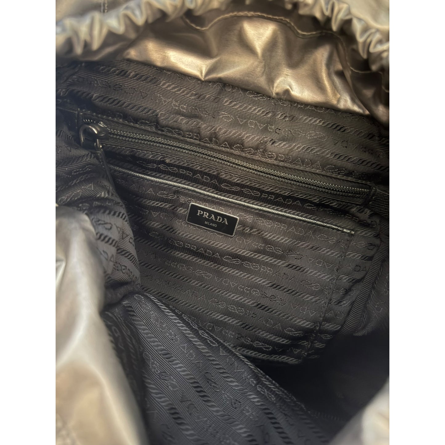 Prada Silver Tessuto Metal Backpack - 1BZ039
