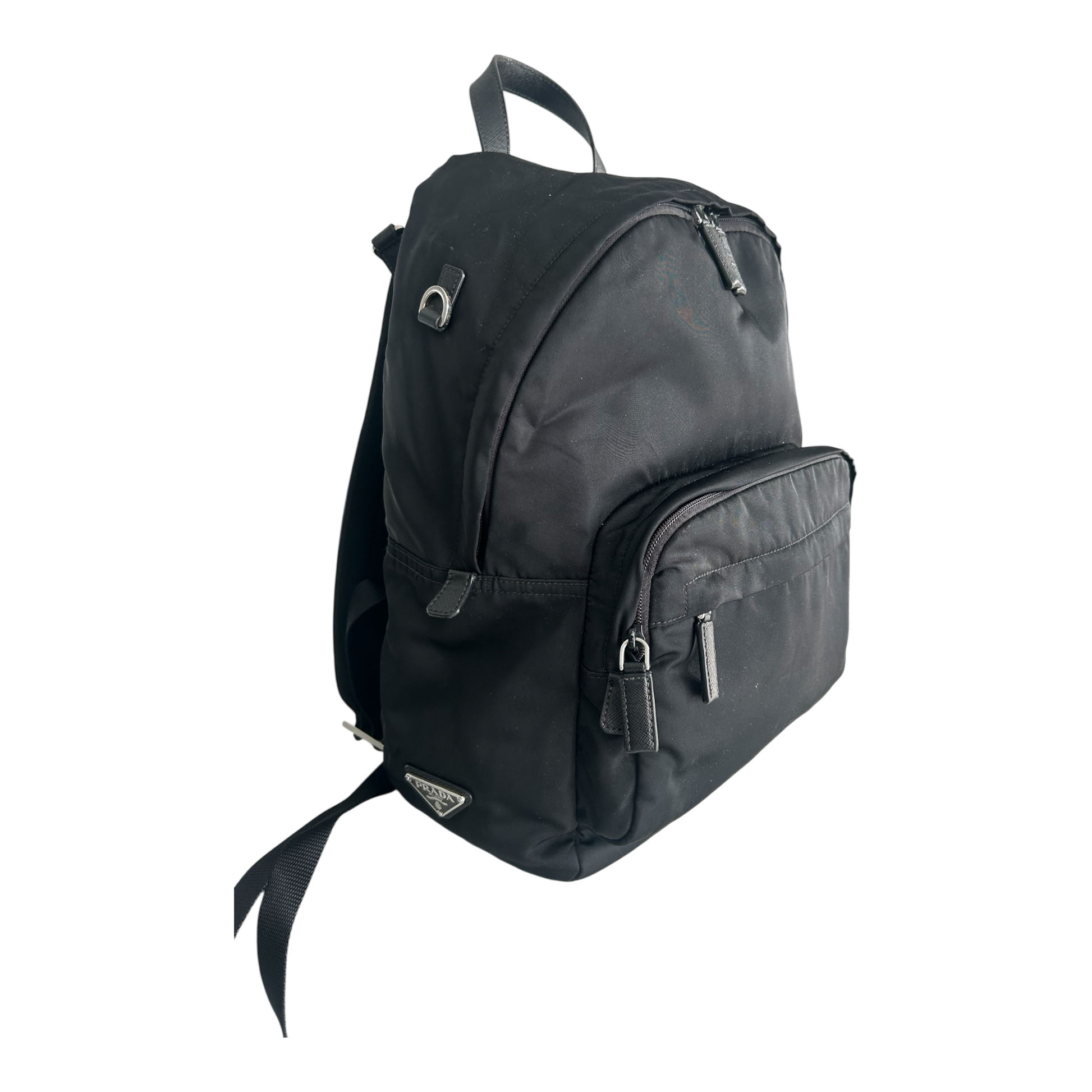 Prada Black Re-Nylon & Saffiano Leather Backpack