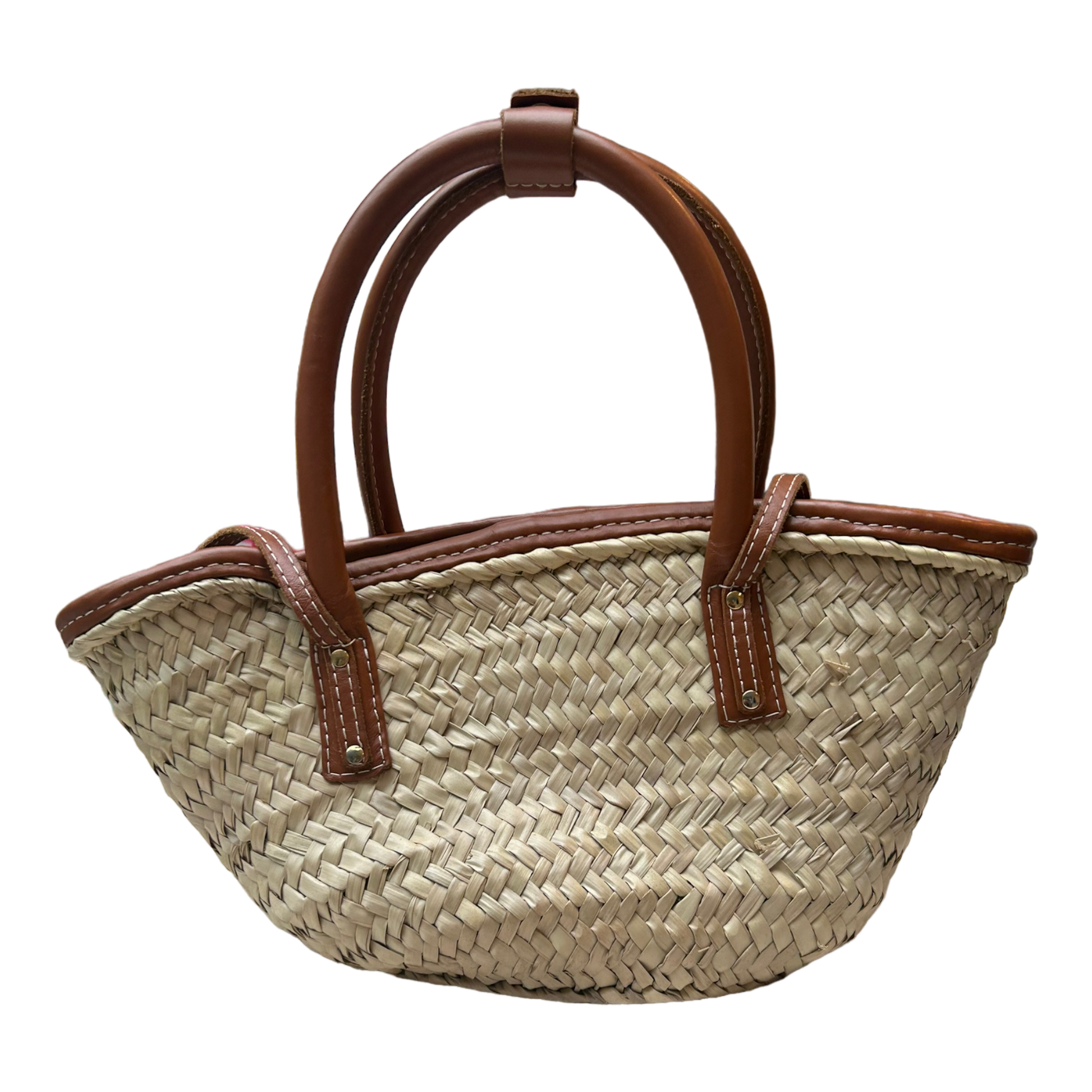 Jacquemus Le Petit Panier Soli Leather-Trimmed Raffia Tote