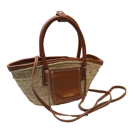 Jacquemus Le Petit Panier Soli Leather-Trimmed Raffia Tote