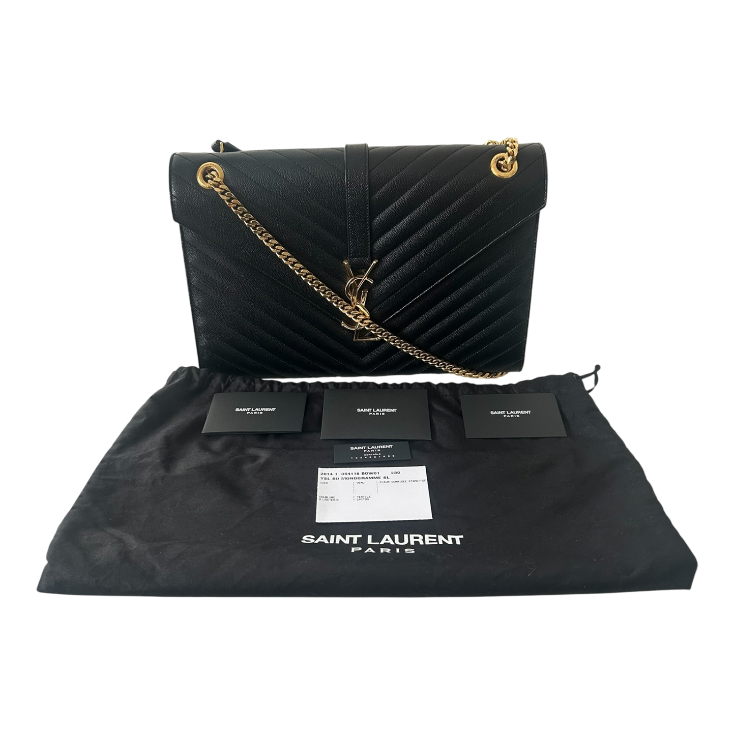Saint Laurent Black Large Envelope Flap Bag - 354118