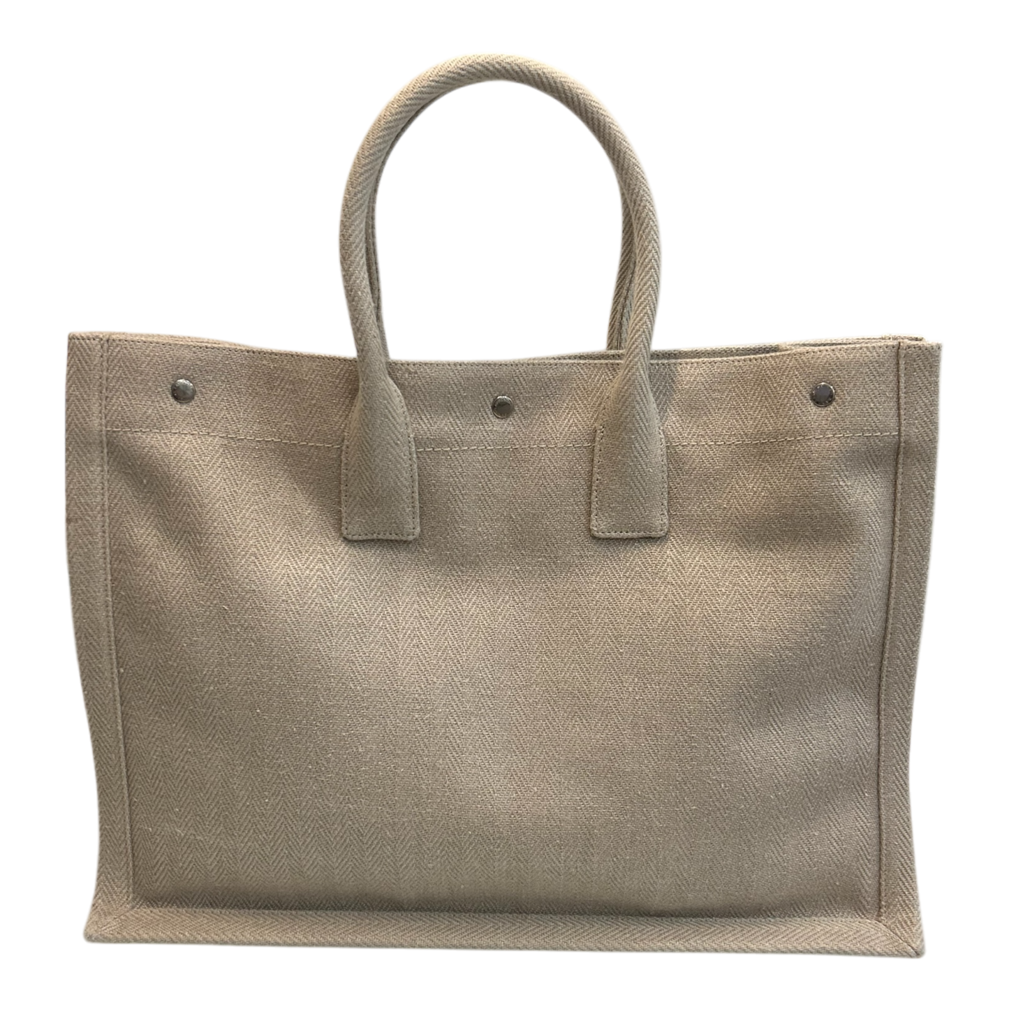 Saint Laurent Cream Linen Rive Gauche Tote - 509415