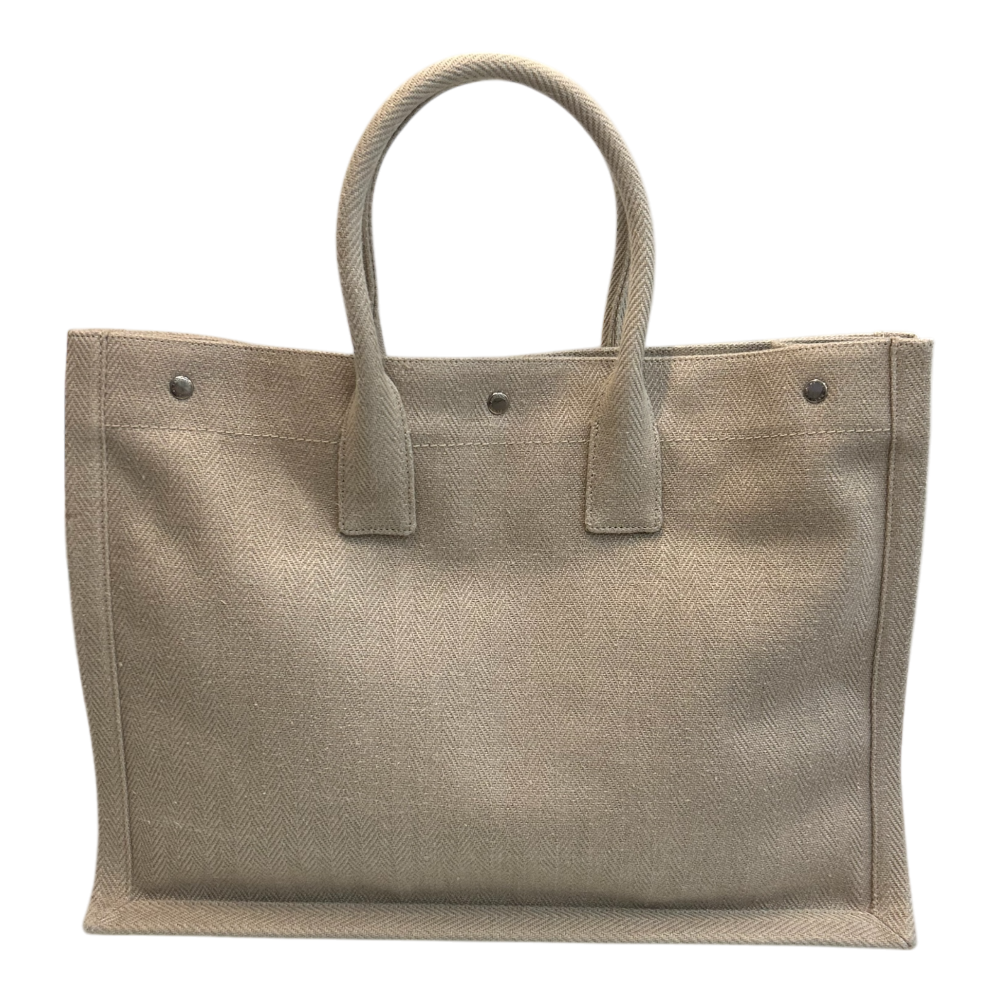 Saint Laurent Cream Linen Rive Gauche Tote - 509415