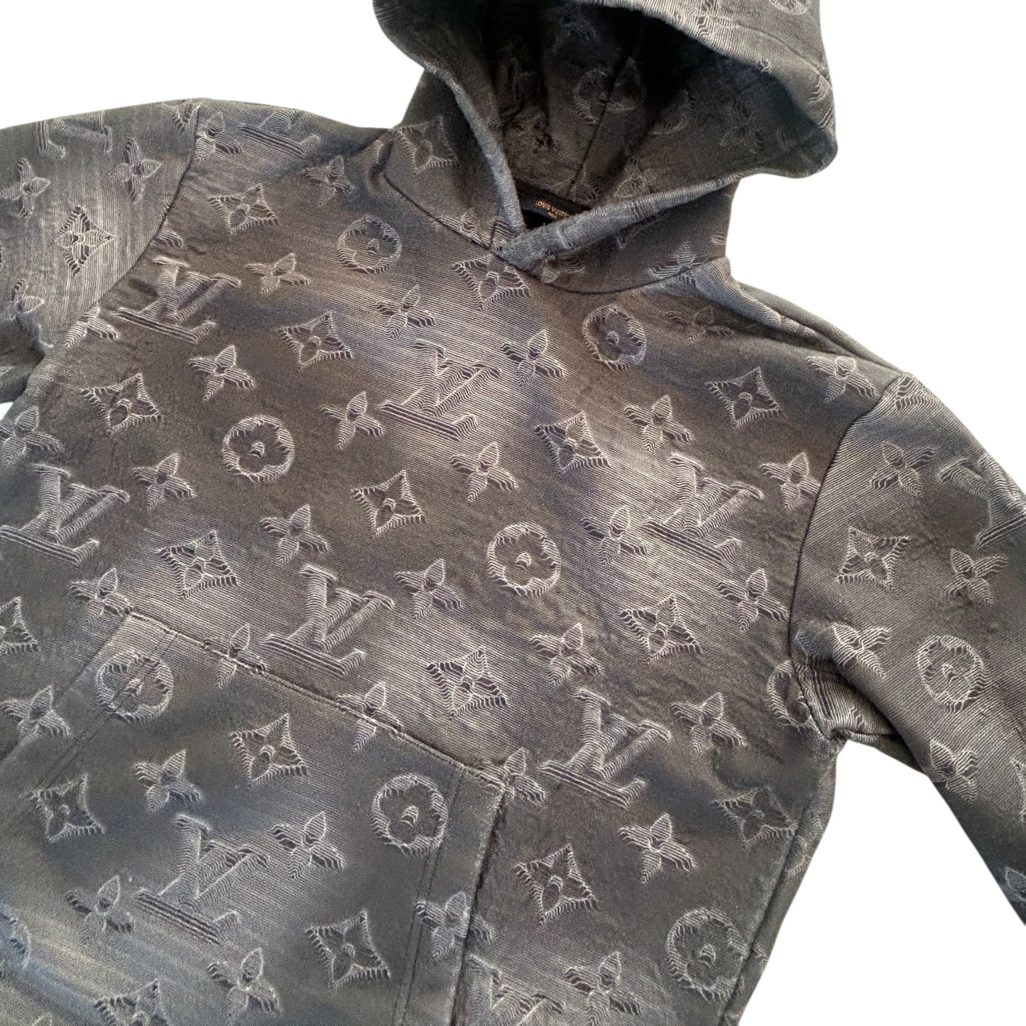 Louis Vuitton Grey 3D 2054 Monogram Cotton Knit Hoodie - Large