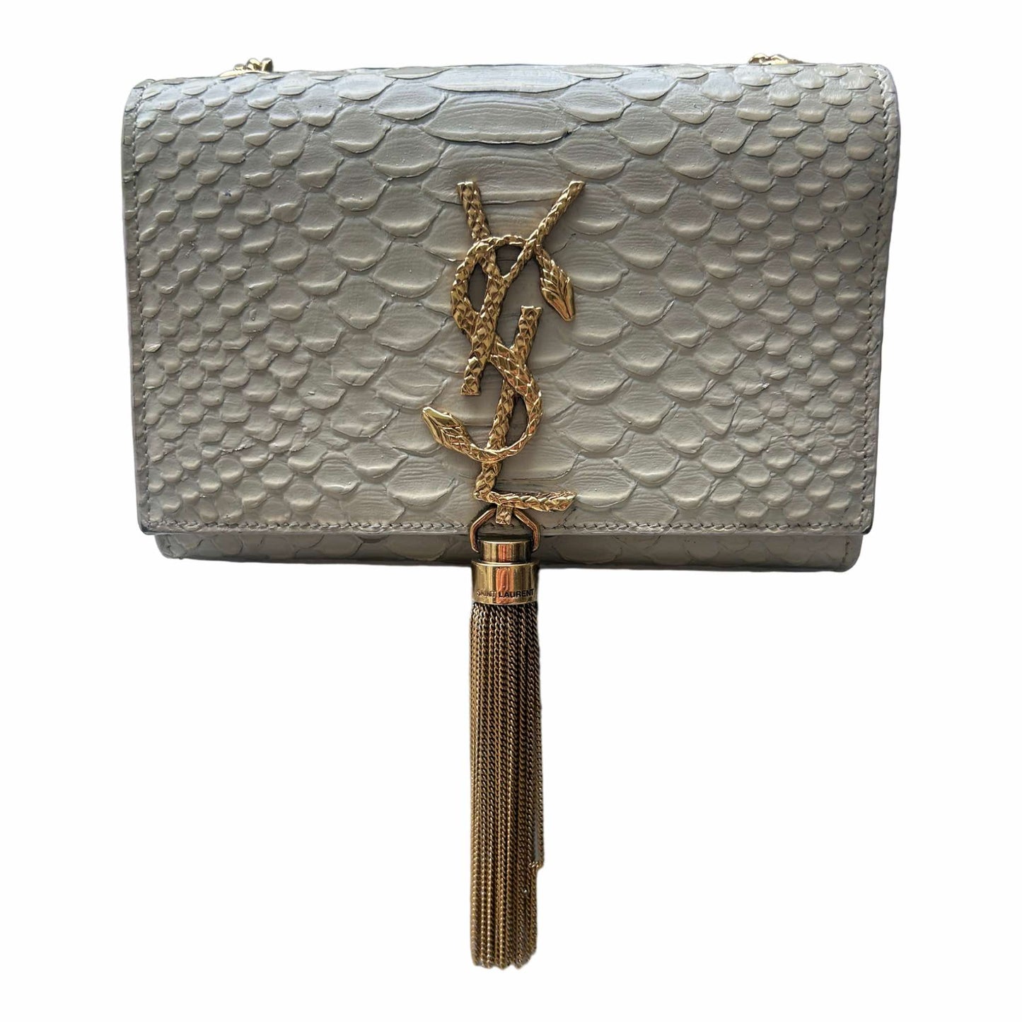 Saint Laurent Off White Python Embossed Small Kate