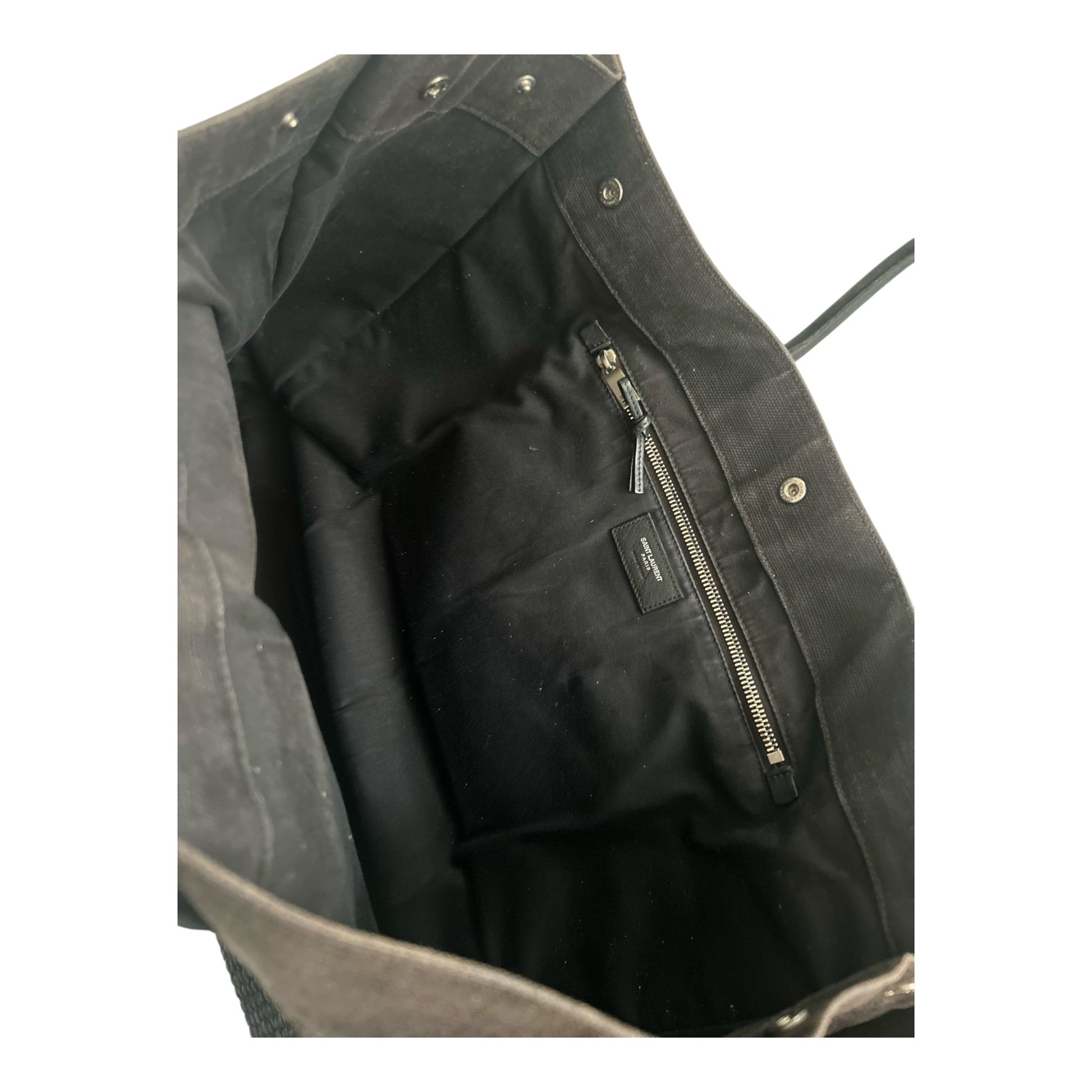 Saint Laurent Black Raffia Rive Gauche Tote - 509415