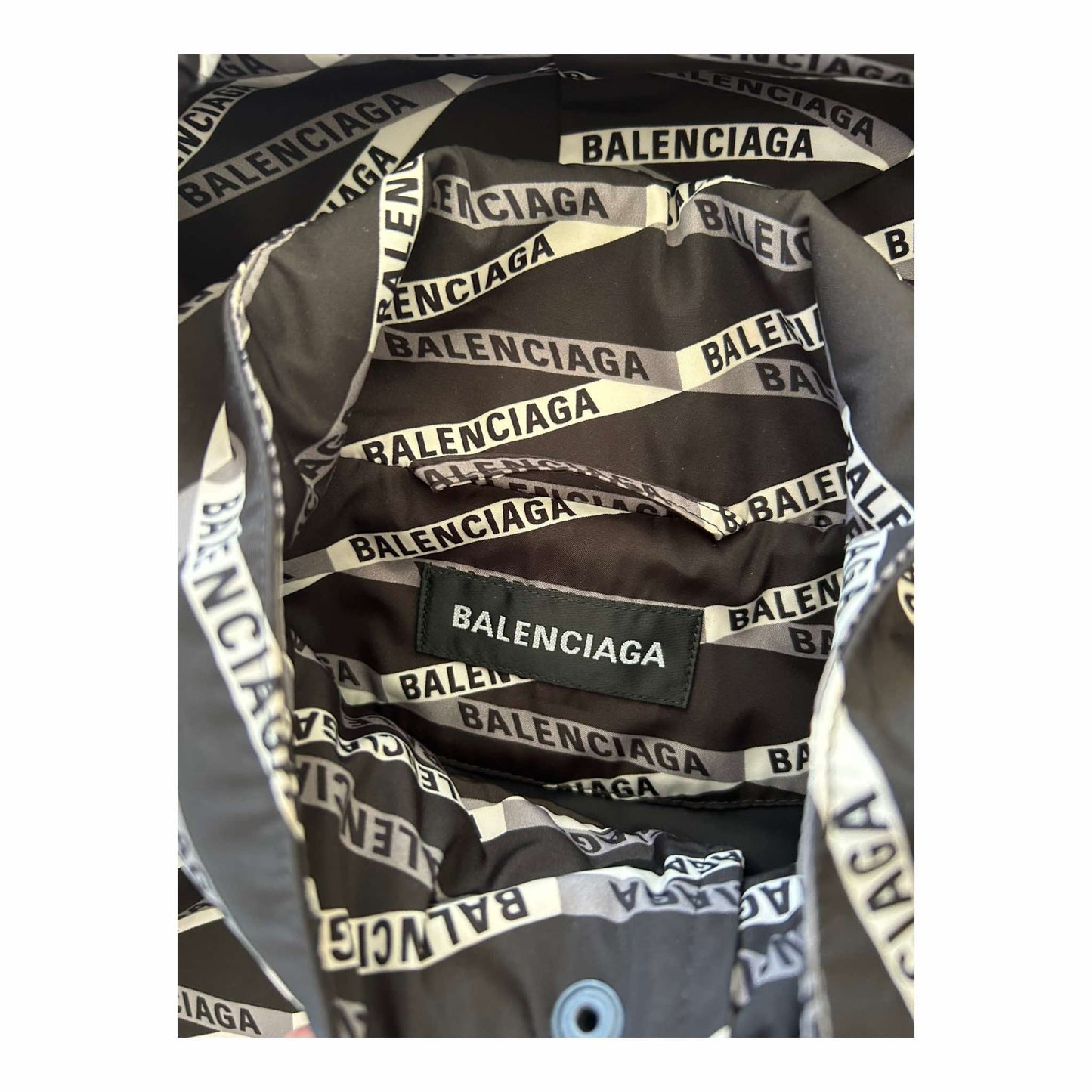 Balenciaga Black & Grey Monogram Raincoat - 48