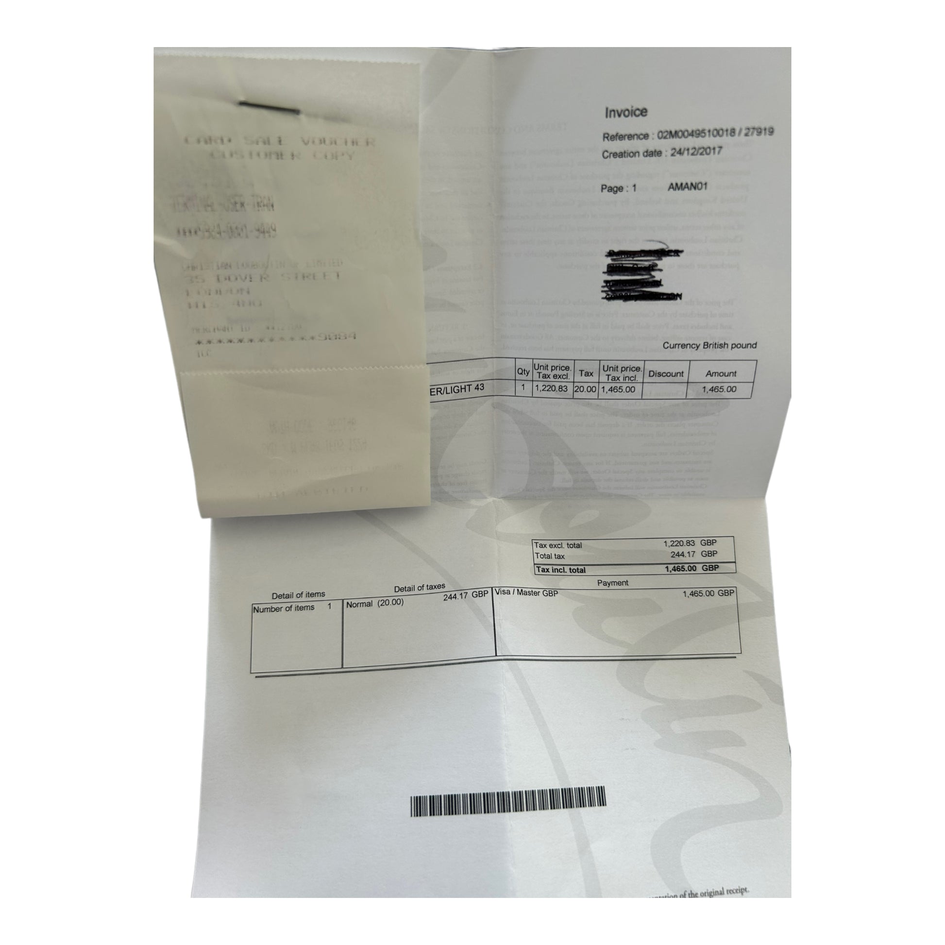 Christian Louboutin Mixkeoshell High Tops Receipt