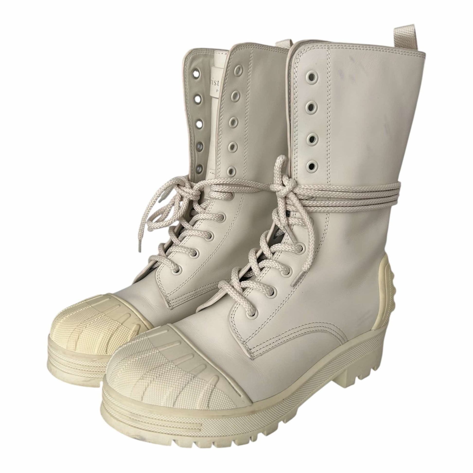 Dior D-Major White Iron Ankle Boots - 38 EU
