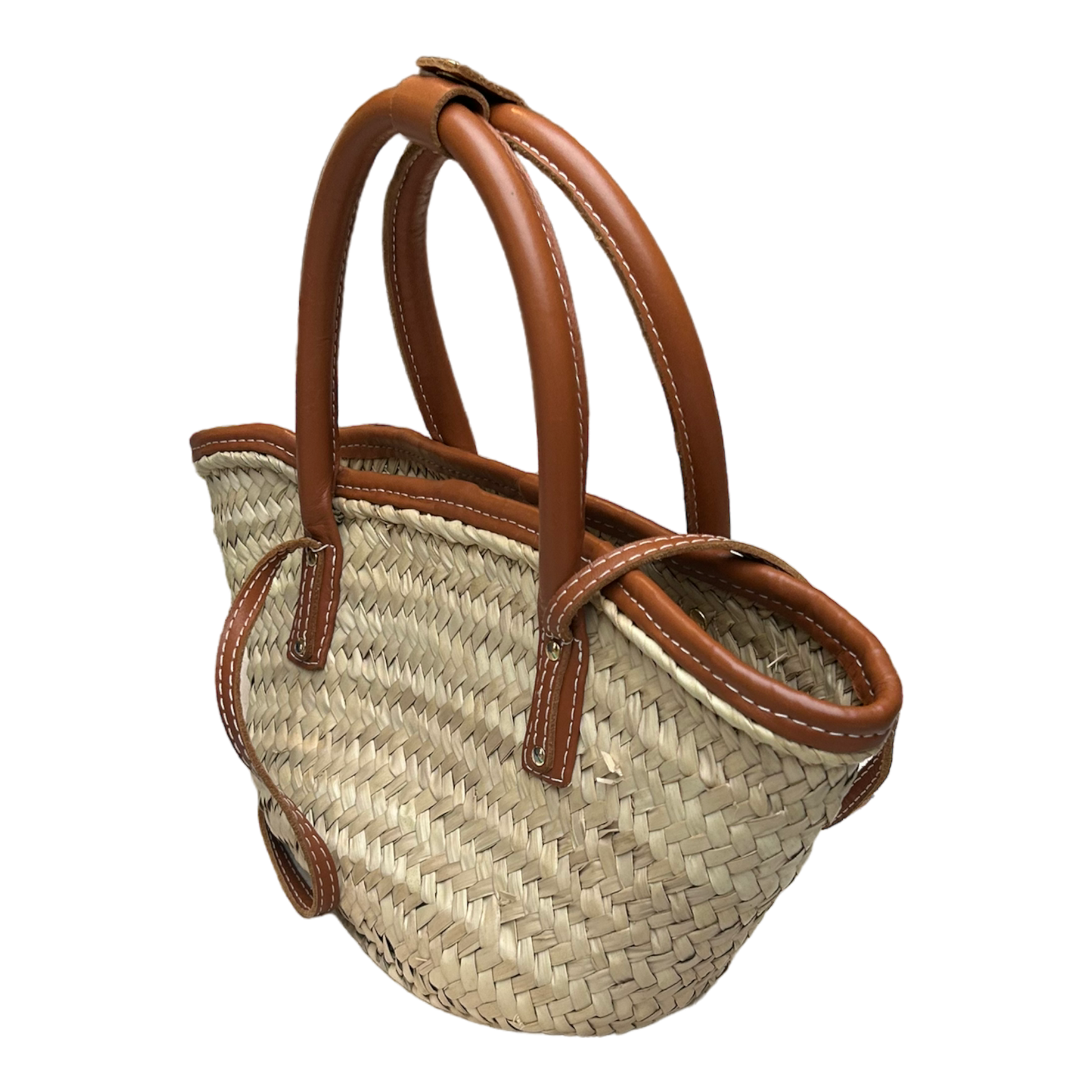 Jacquemus Le Petit Panier Soli Leather-Trimmed Raffia Tote