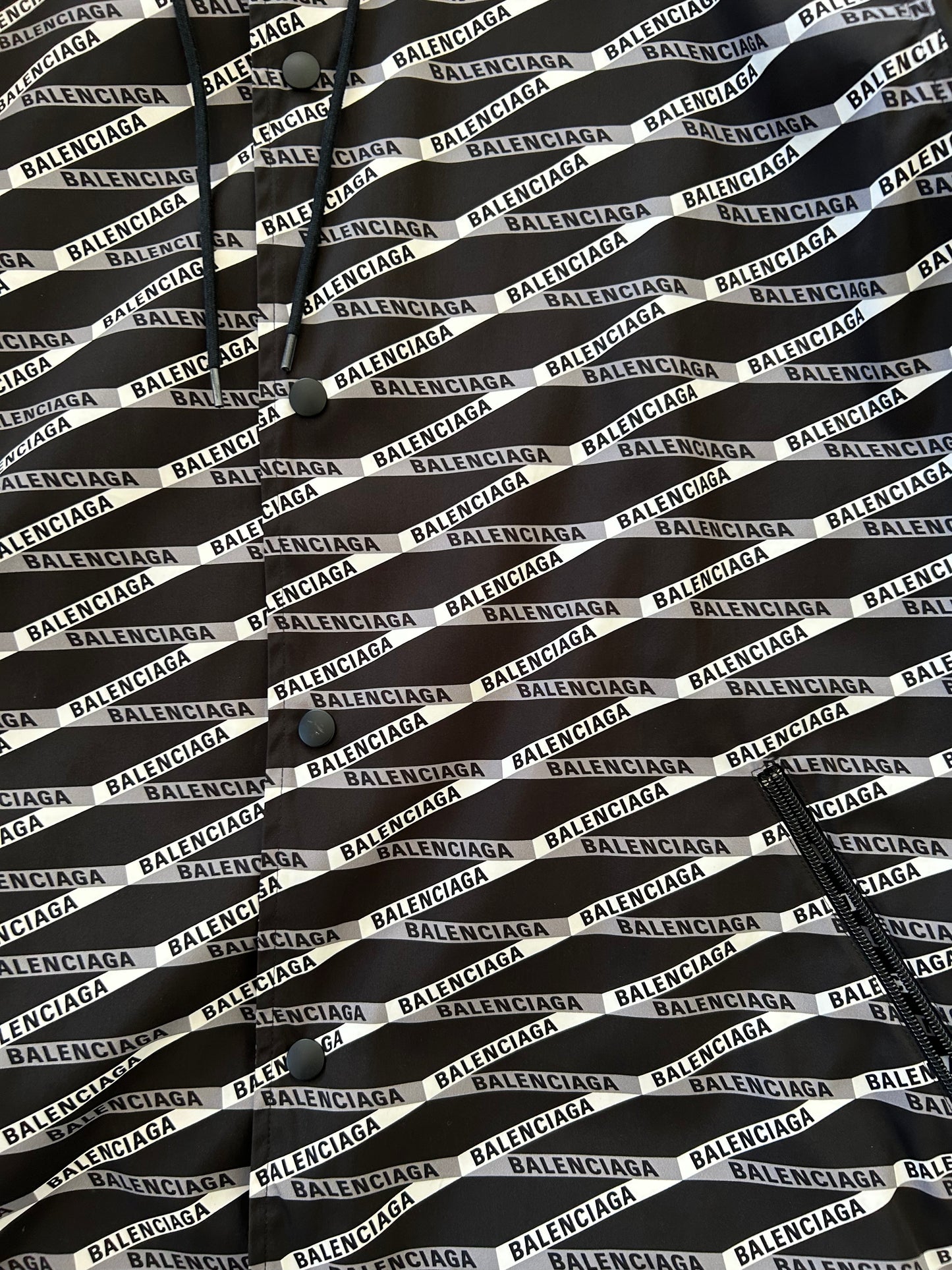 Balenciaga Black & Grey Monogram Raincoat - 48