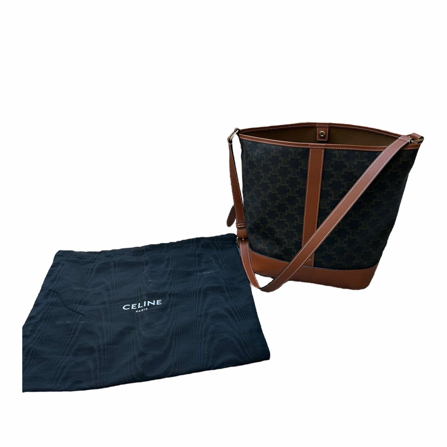 Celine Medium Bucket Bag In Triomphe Canvas