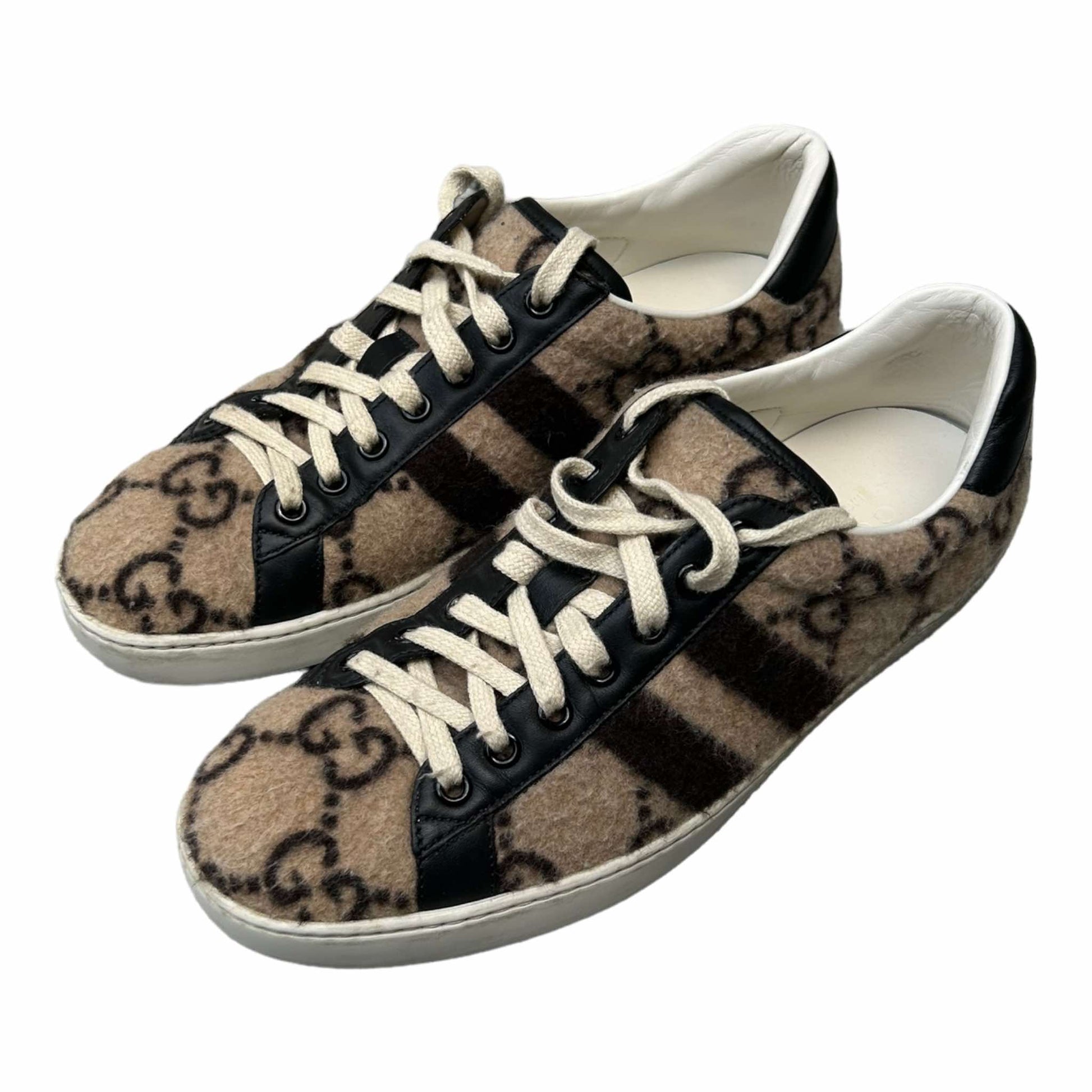 Gucci Ace Cream Wool GG Trainers - 6UK -  548695