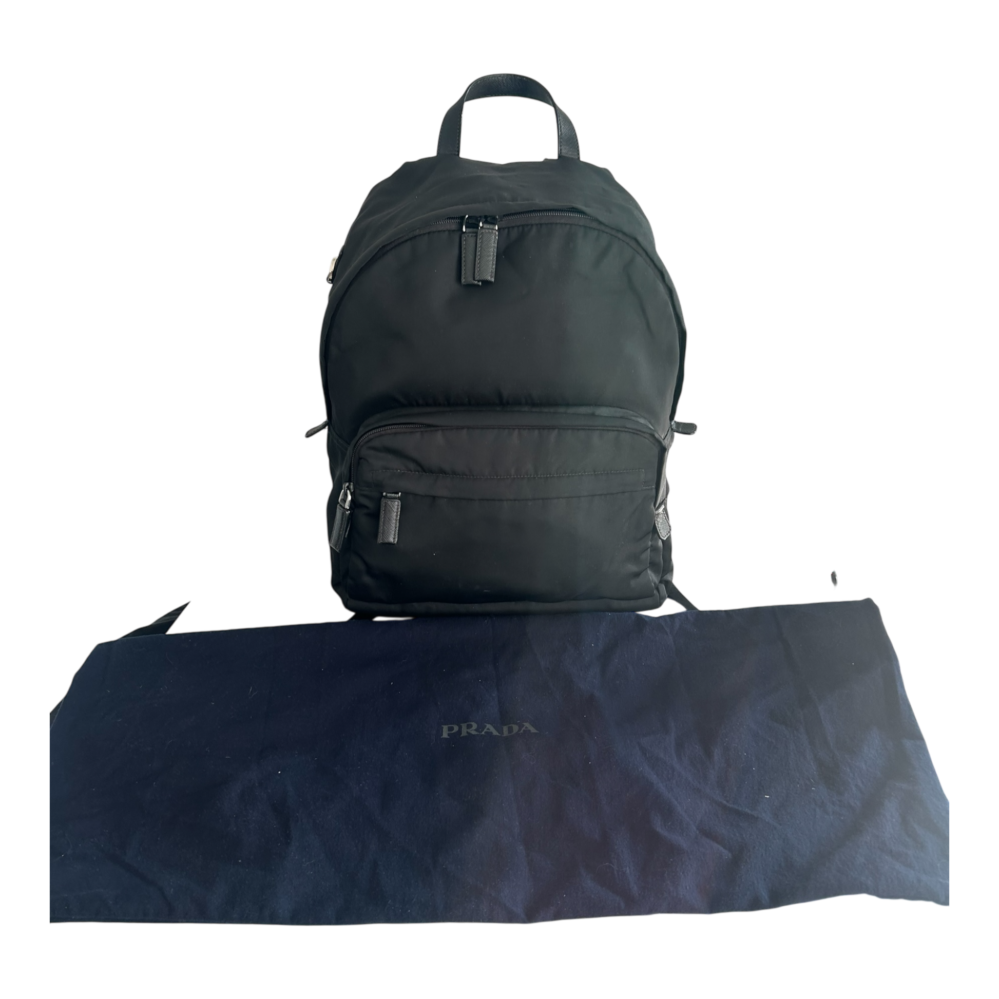 Prada Black Re-Nylon & Saffiano Leather Backpack