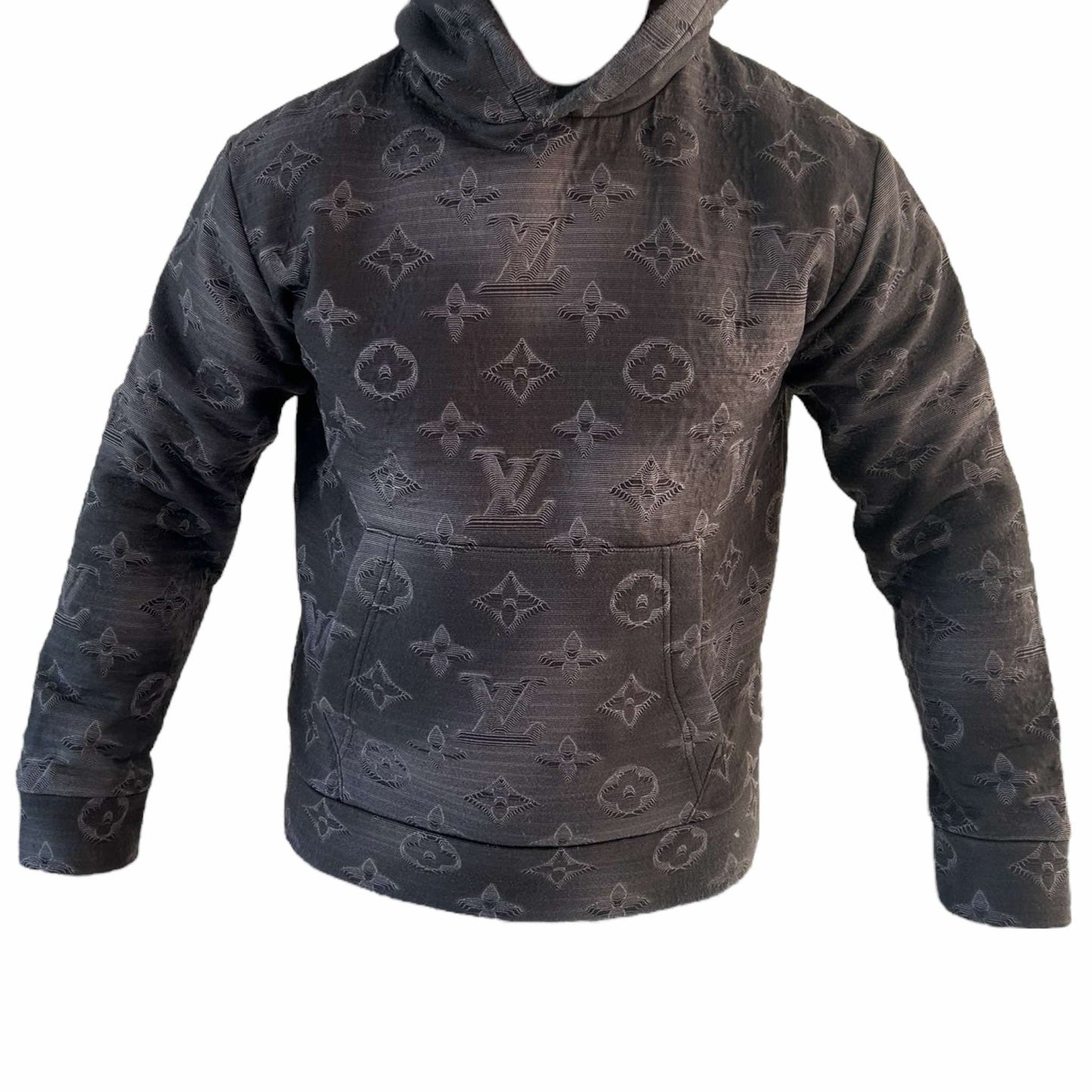Louis Vuitton Grey 3D 2054 Monogram Cotton Knit Hoodie - Large