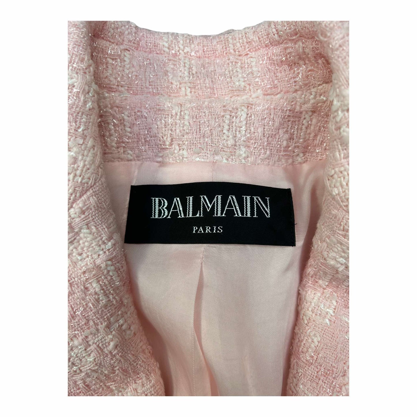Balmain Single-Button Tweed Blazer Pink - 38