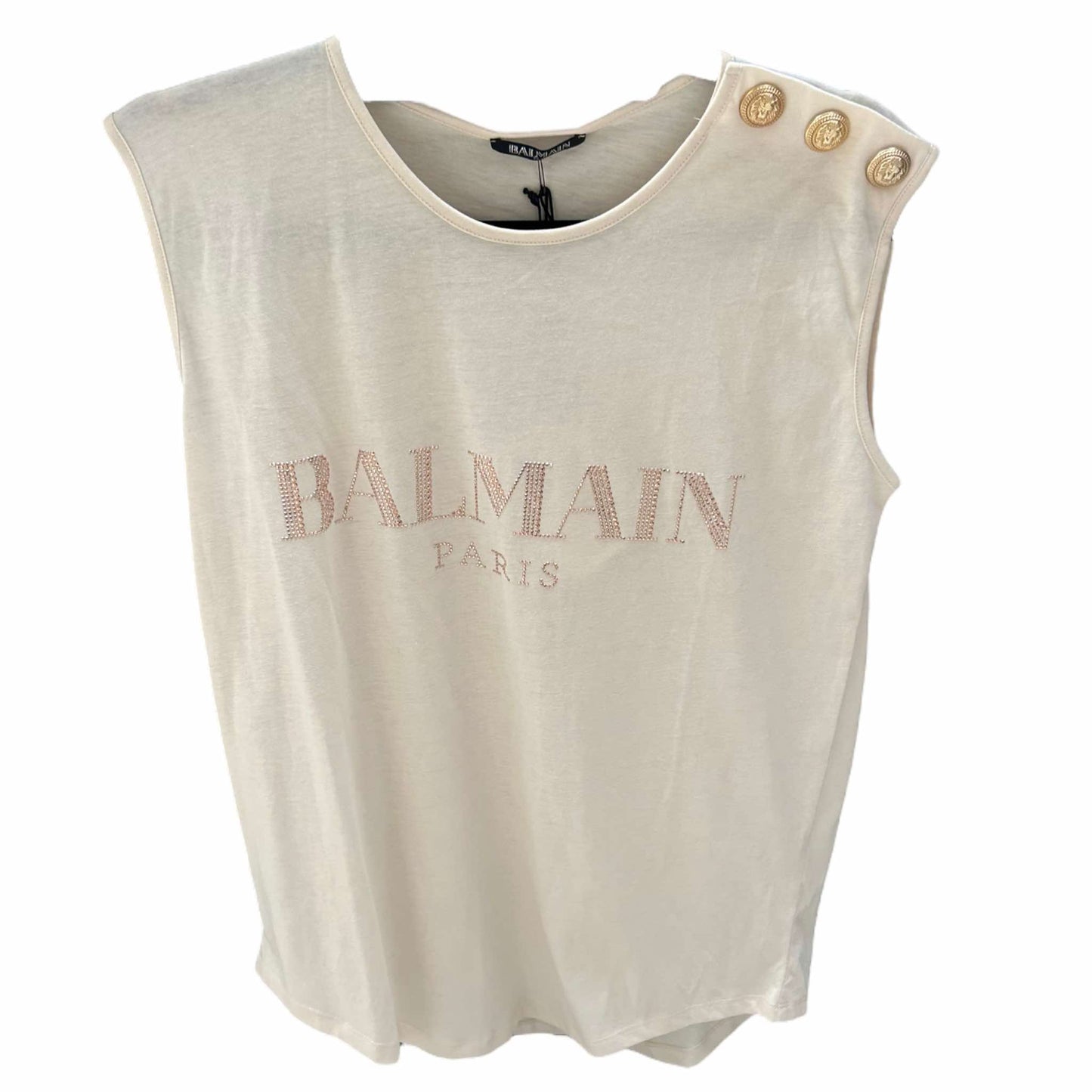 Balmain Swarovski Logo Tank Top - 10