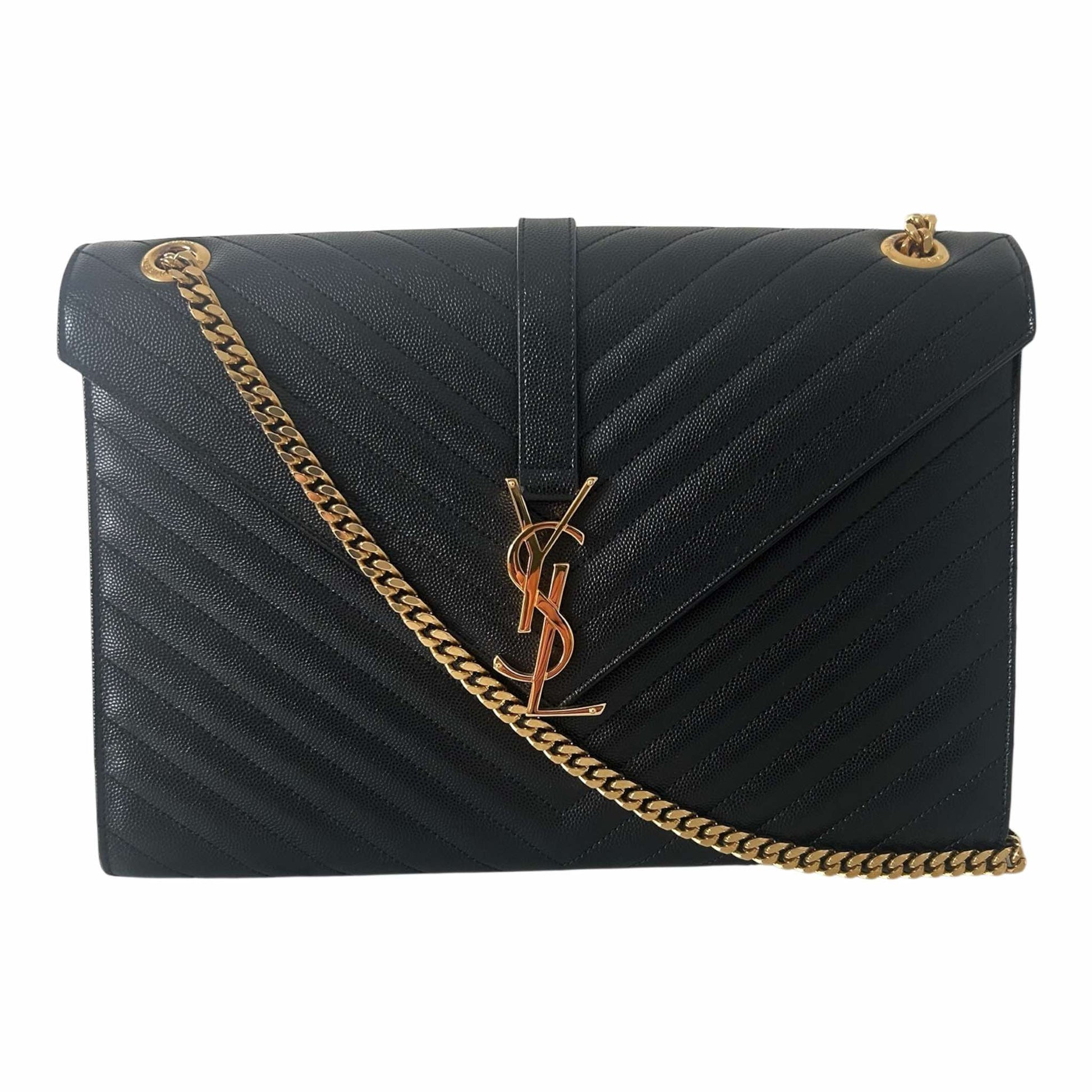 Saint Laurent Black Large Envelope Flap Bag - 354118