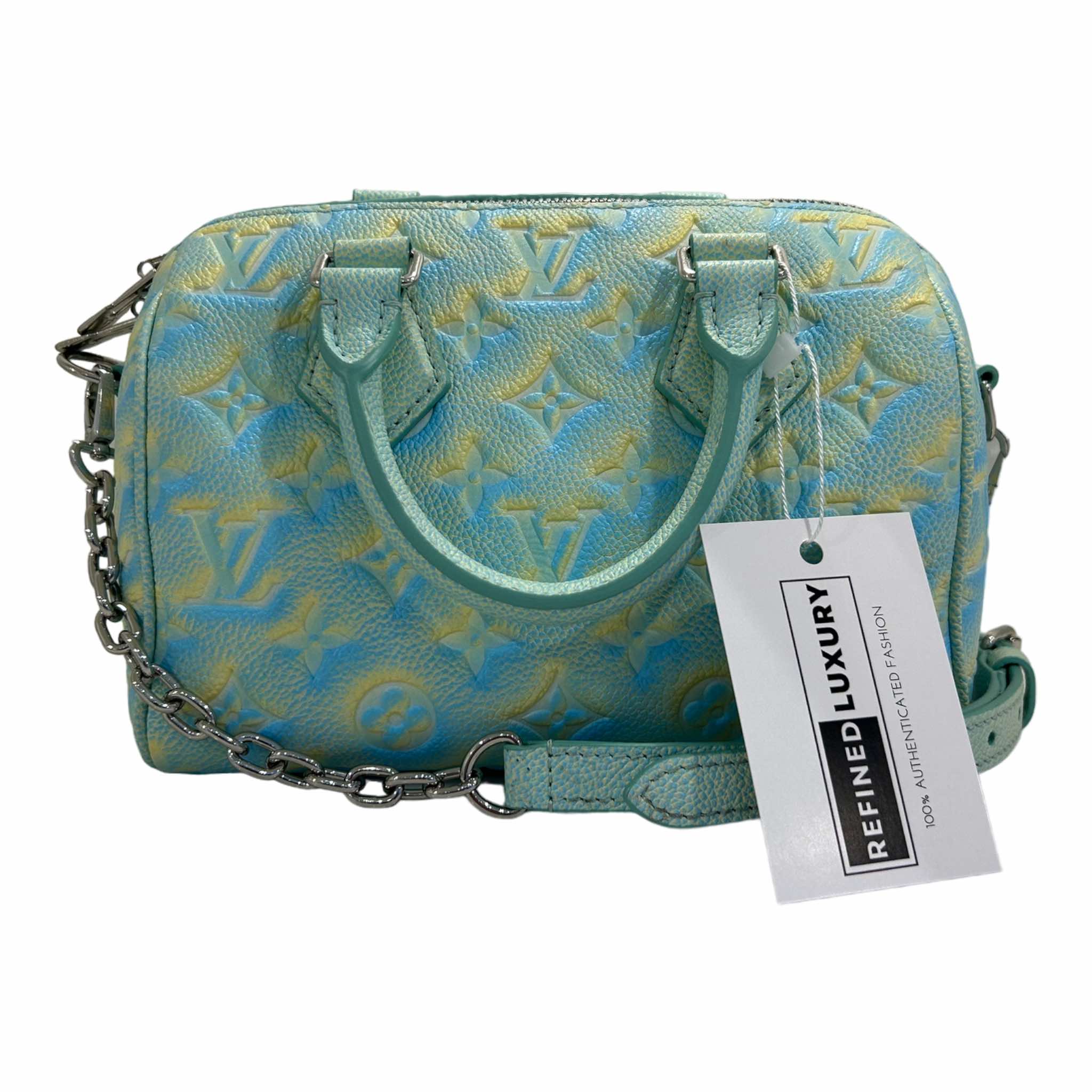 Speedy bandoulière leather handbag Louis Vuitton Turquoise in