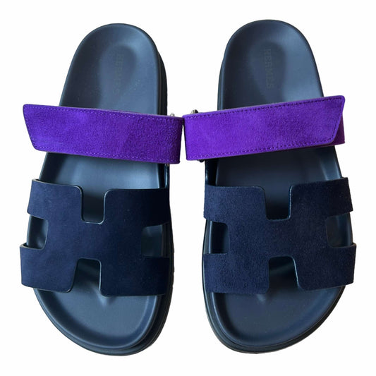 Hermès Chypre Sandals Marine/Violet Majorette - Size EU 37