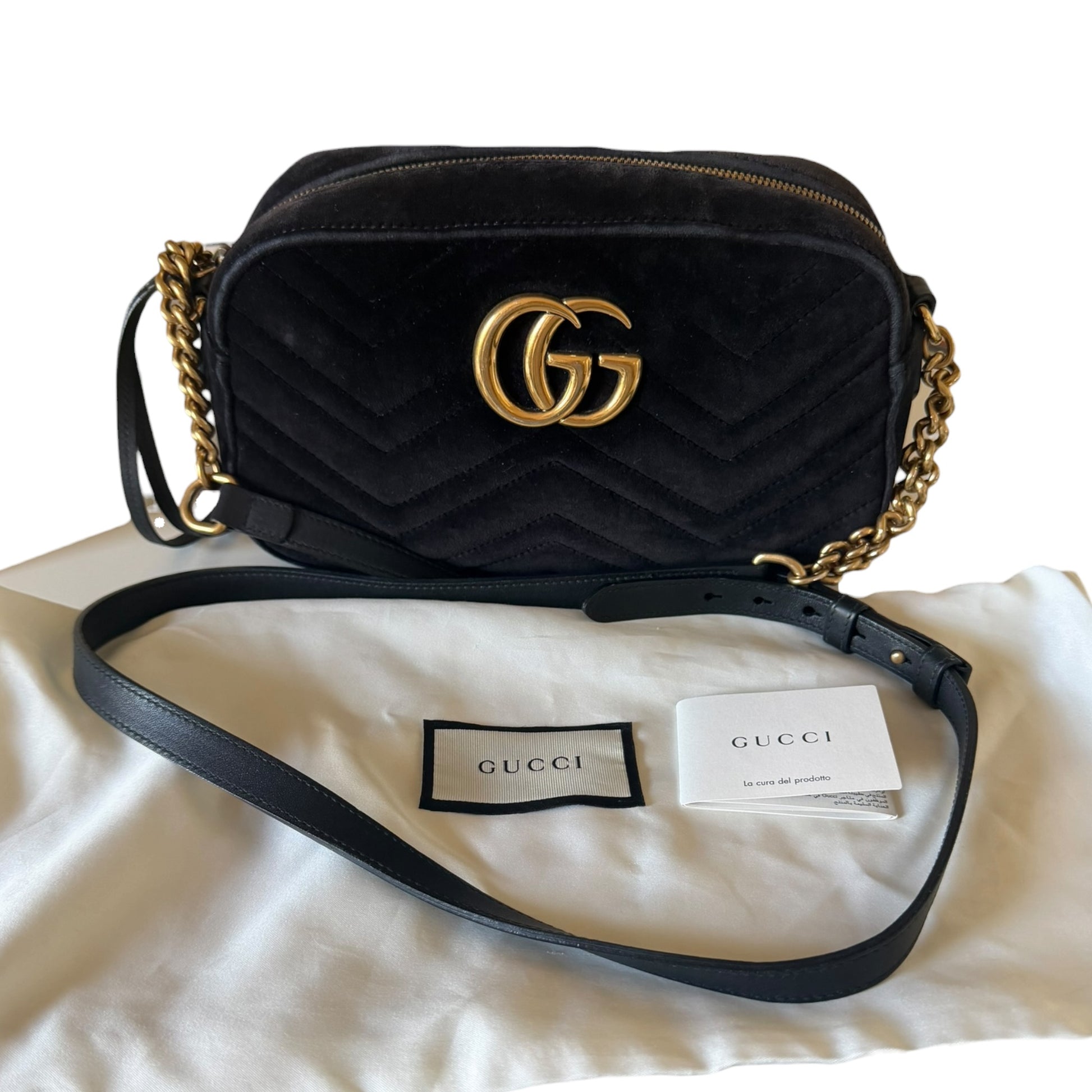 Gucci GG Marmont Matelasse Velvet Crossbody Bag - 447632